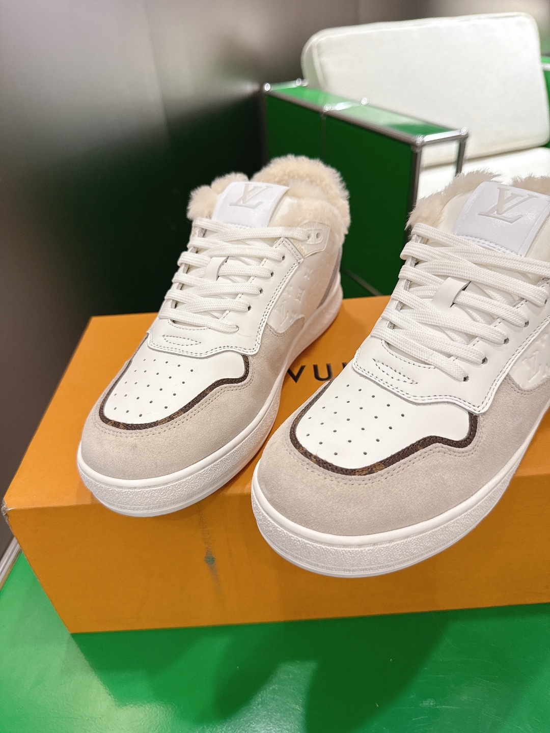 Louis Vuitton LV Trainer Sneaker with Shearling Lining - White