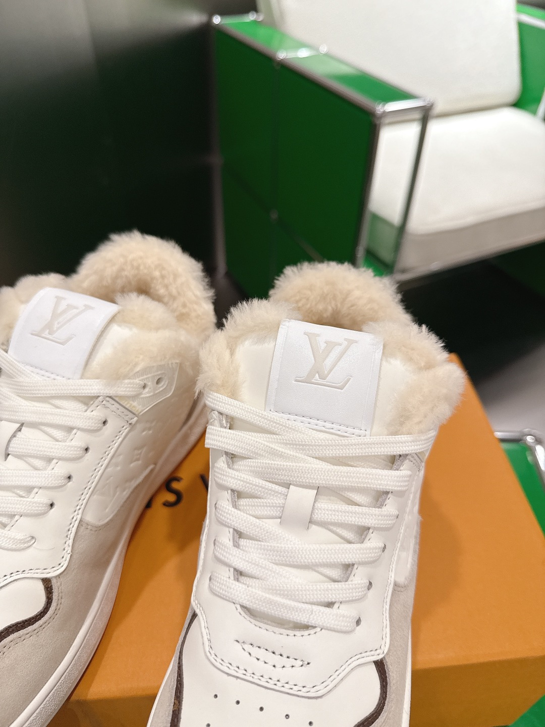 Louis Vuitton LV Trainer Sneaker with Shearling Lining - White