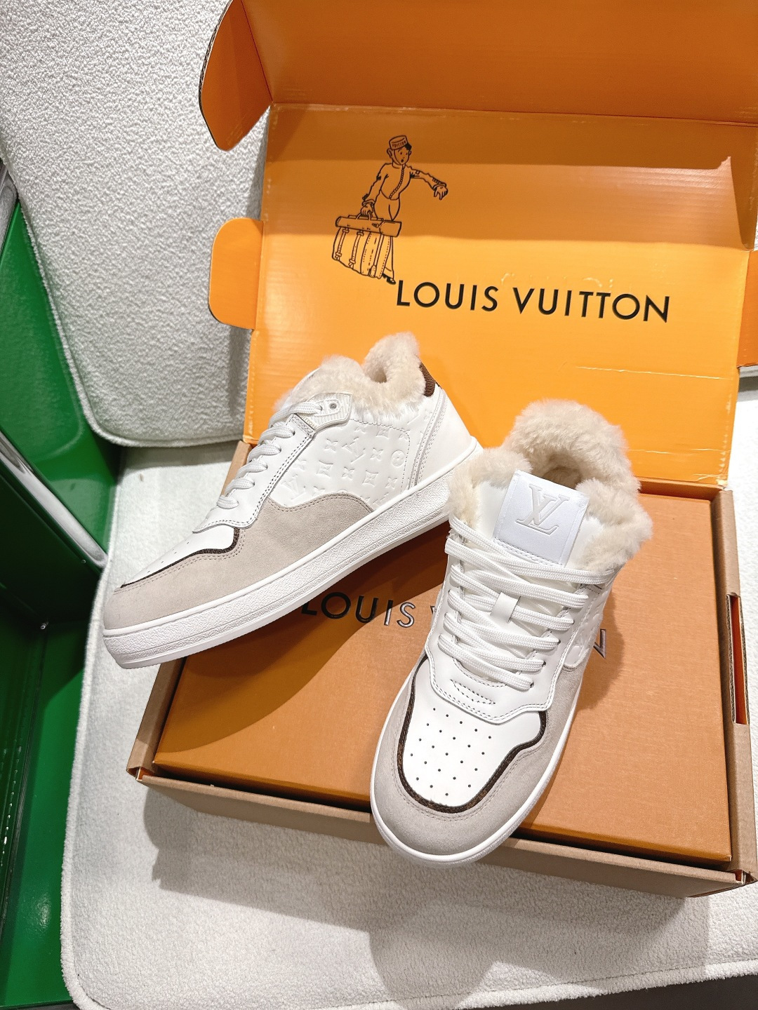 Louis Vuitton LV Trainer Sneaker with Shearling Lining - White