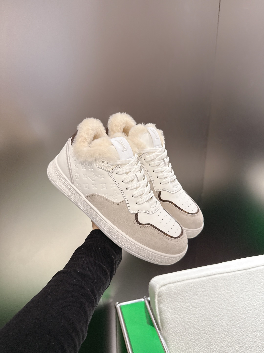 Louis Vuitton LV Trainer Sneaker with Shearling Lining - White