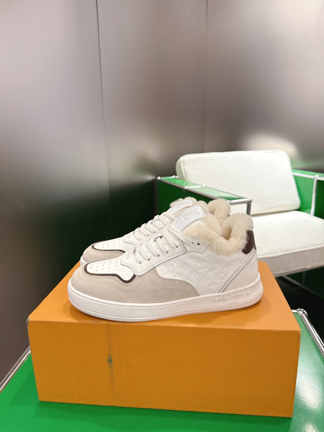 Louis Vuitton LV Trainer Sneaker with Shearling Lining - White