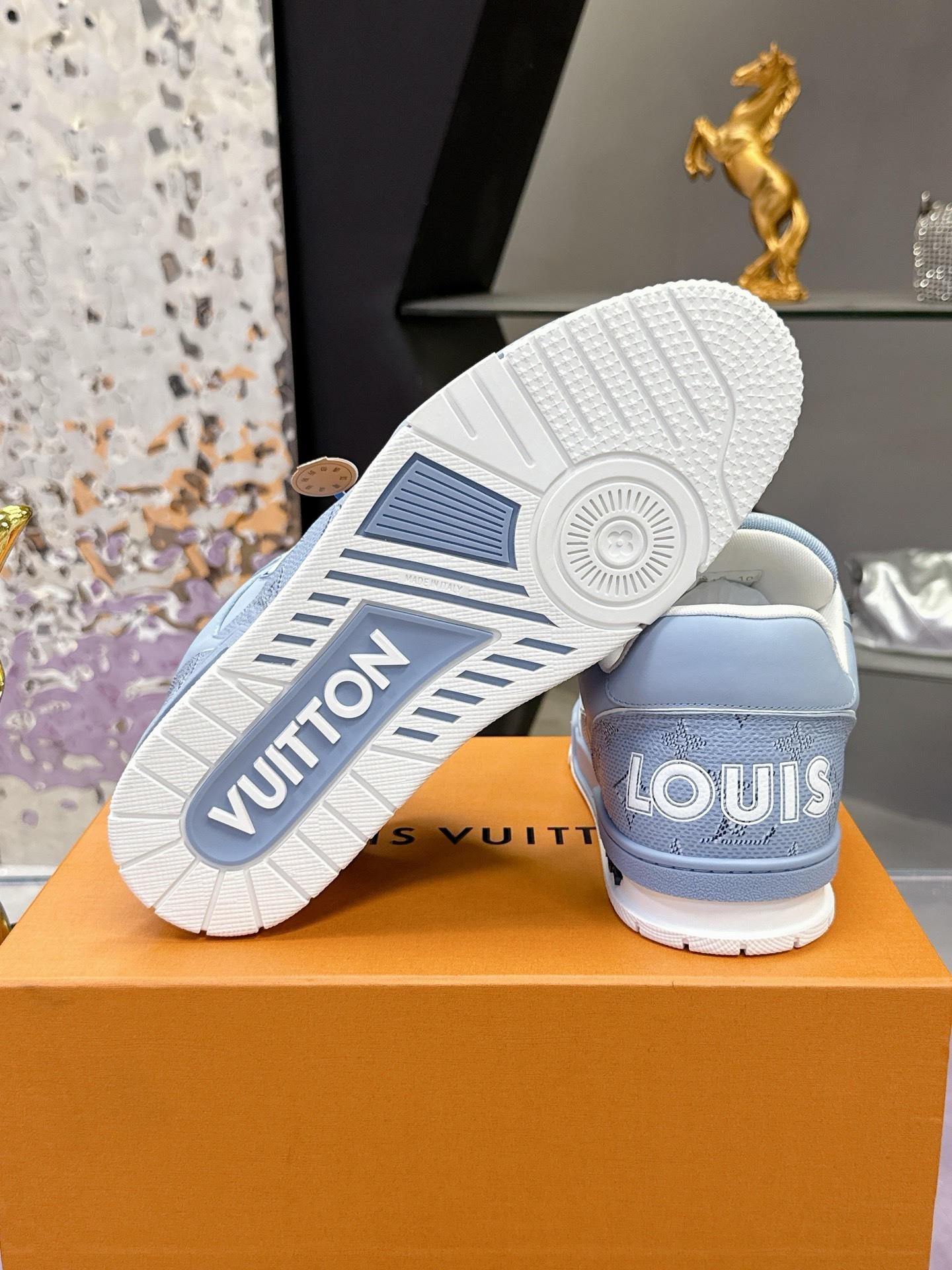 Louis Vuitton LV Skate Sneaker Light Blue Monogram Mesh Luxury Shoes