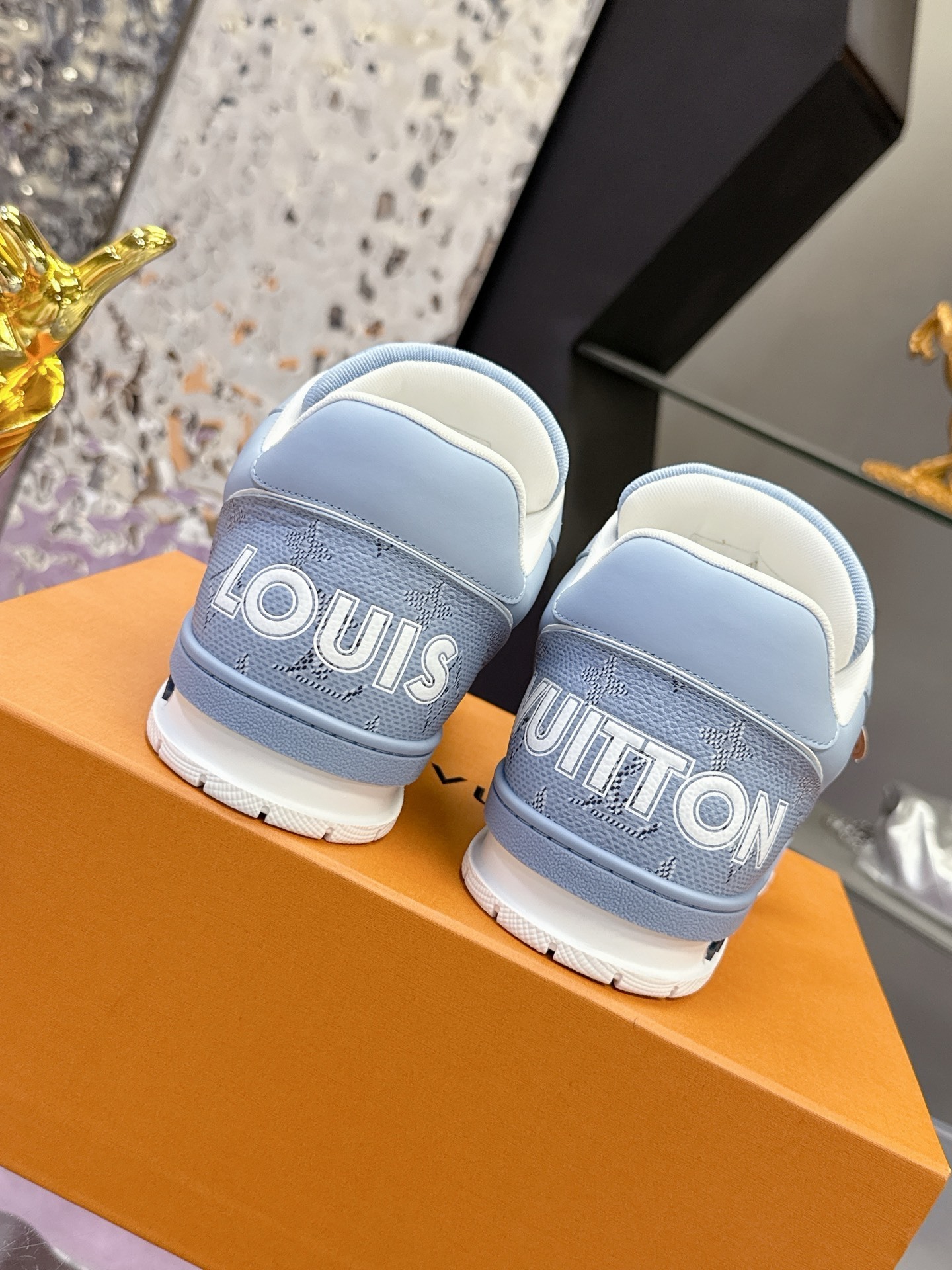 Louis Vuitton LV Skate Sneaker Light Blue Monogram Mesh Luxury Shoes