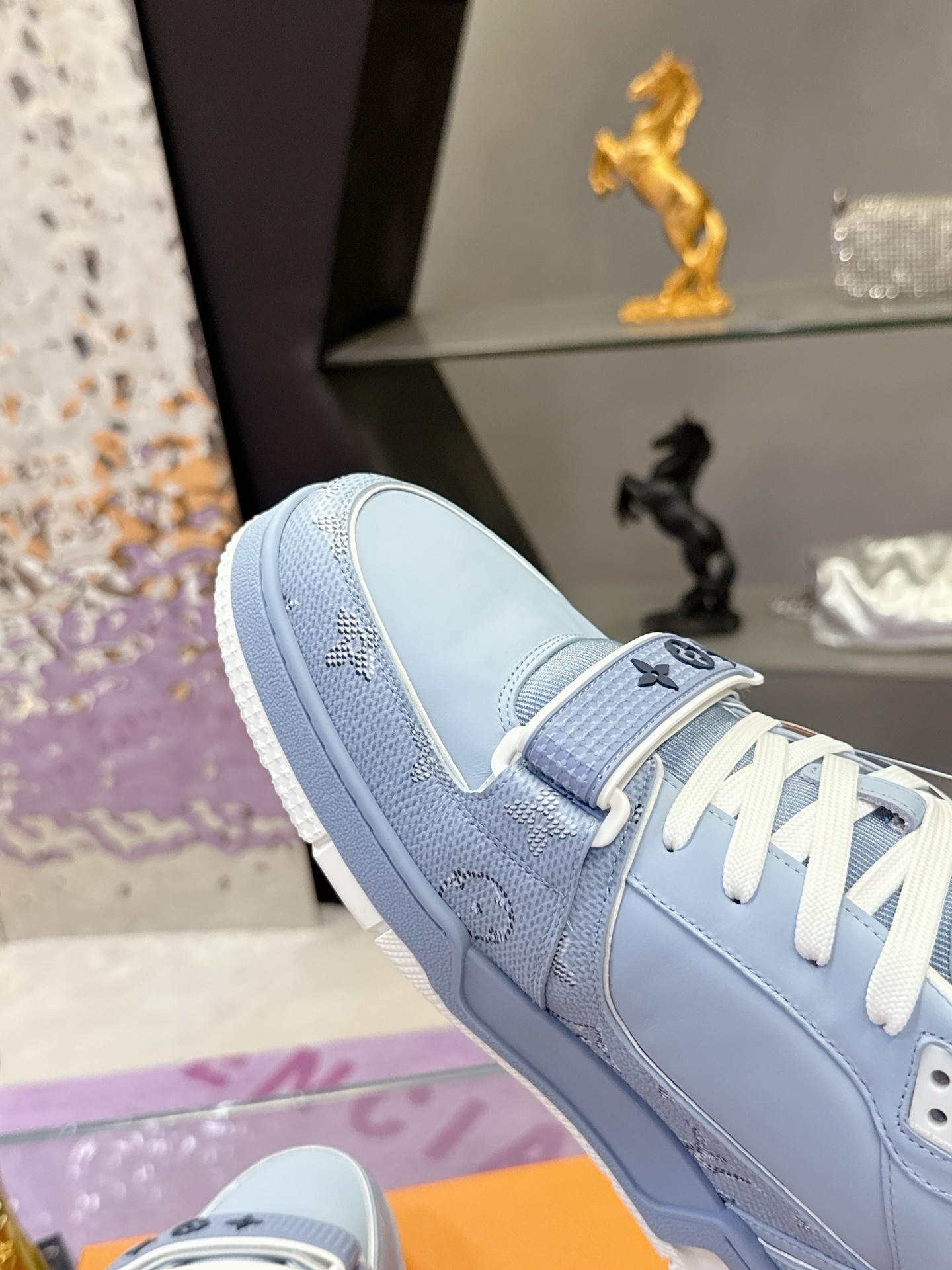 Louis Vuitton LV Skate Sneaker Light Blue Monogram Mesh Luxury Shoes