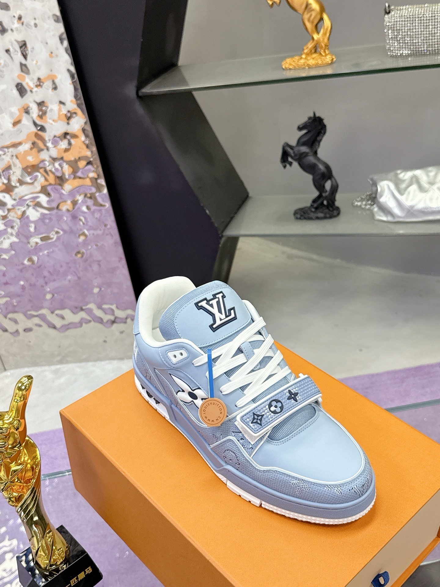 Louis Vuitton LV Skate Sneaker Light Blue Monogram Mesh Luxury Shoes