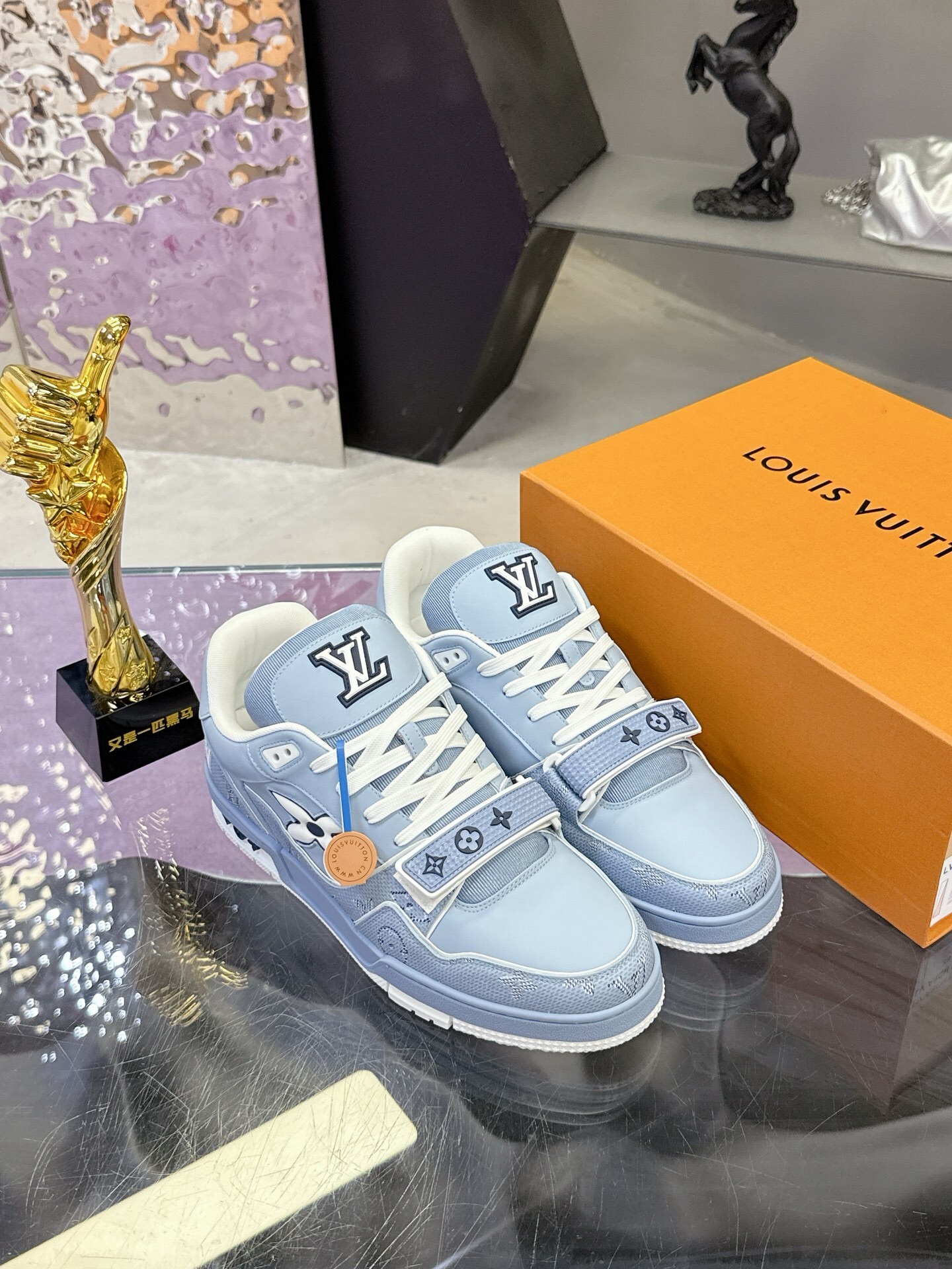 Louis Vuitton LV Skate Sneaker Light Blue Monogram Mesh Luxury Shoes