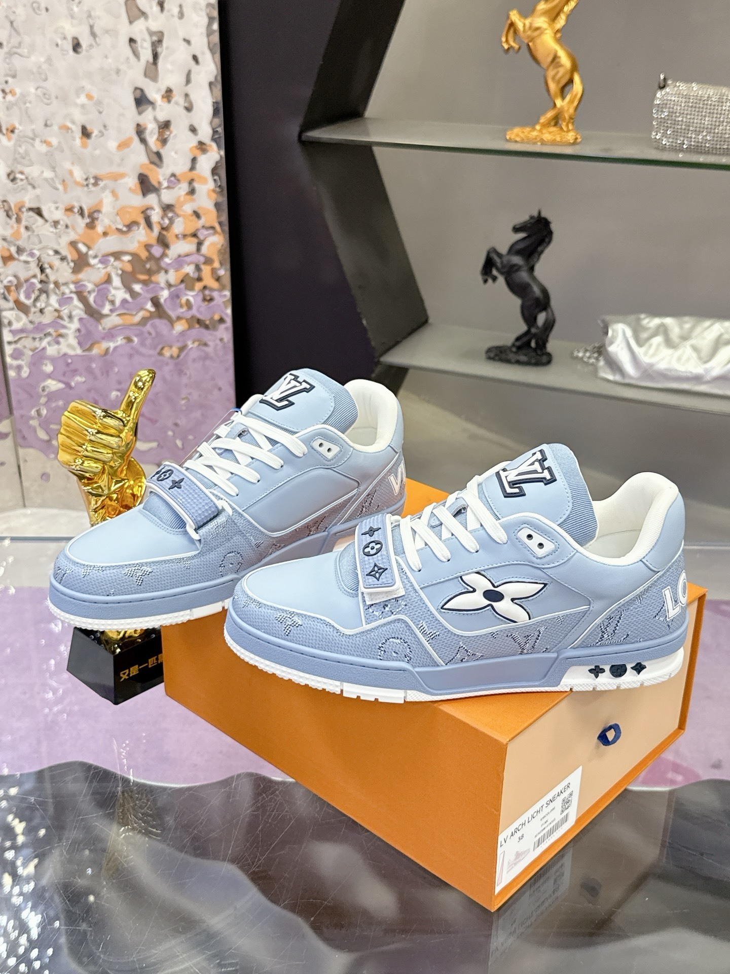 Louis Vuitton LV Skate Sneaker Light Blue Monogram Mesh Luxury Shoes