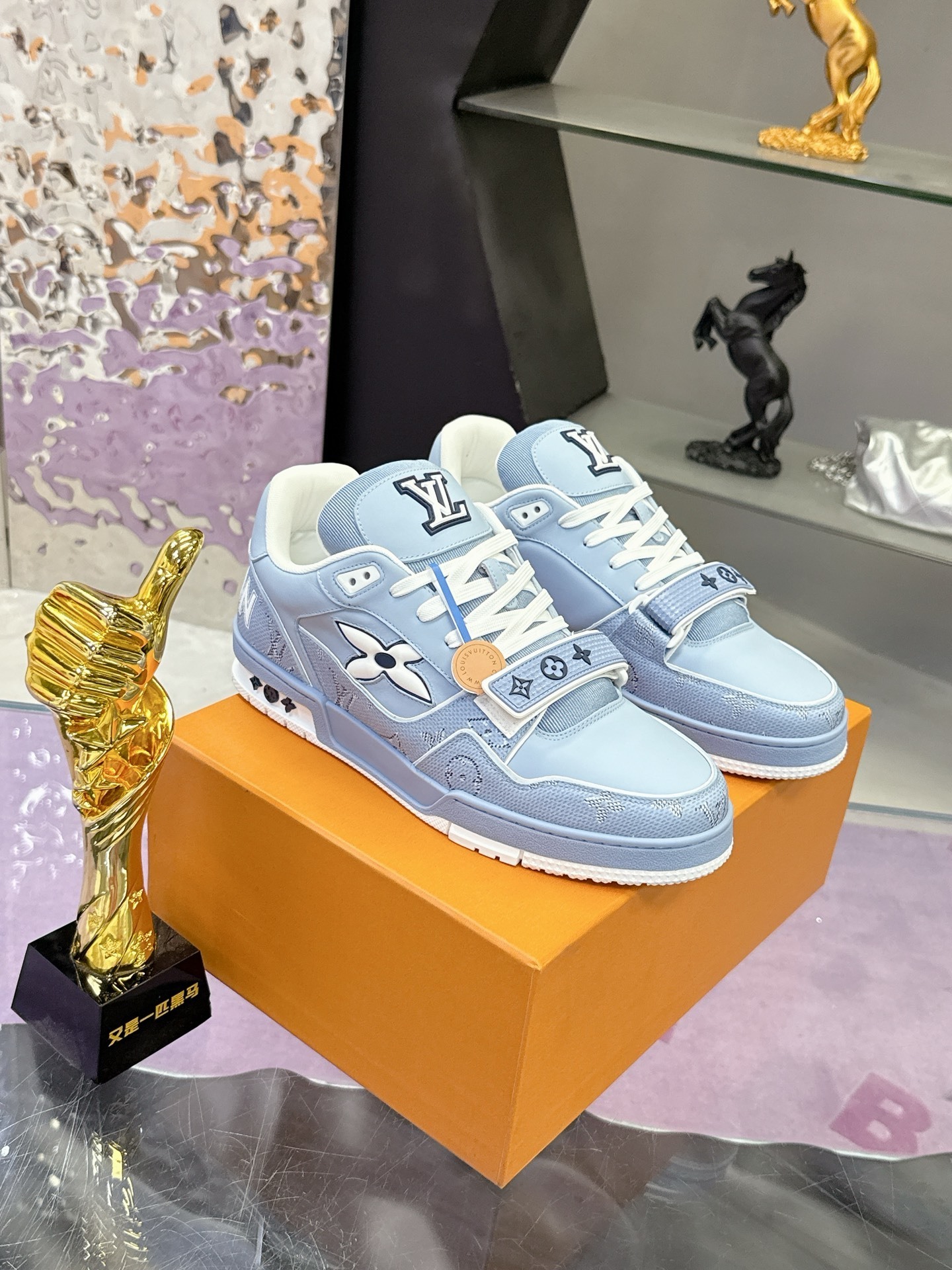 Louis Vuitton LV Skate Sneaker Light Blue Monogram Mesh Luxury Shoes