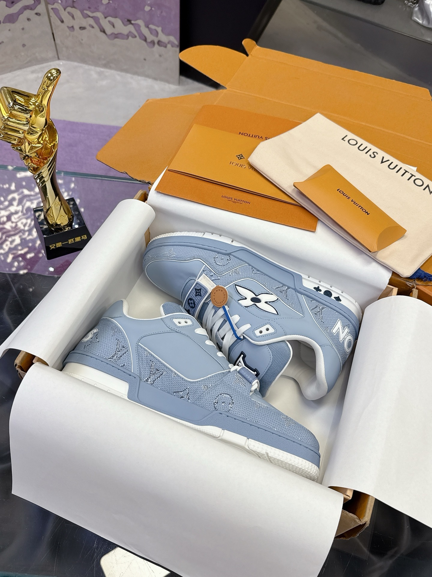Louis Vuitton LV Skate Sneaker Light Blue Monogram Mesh Luxury Shoes