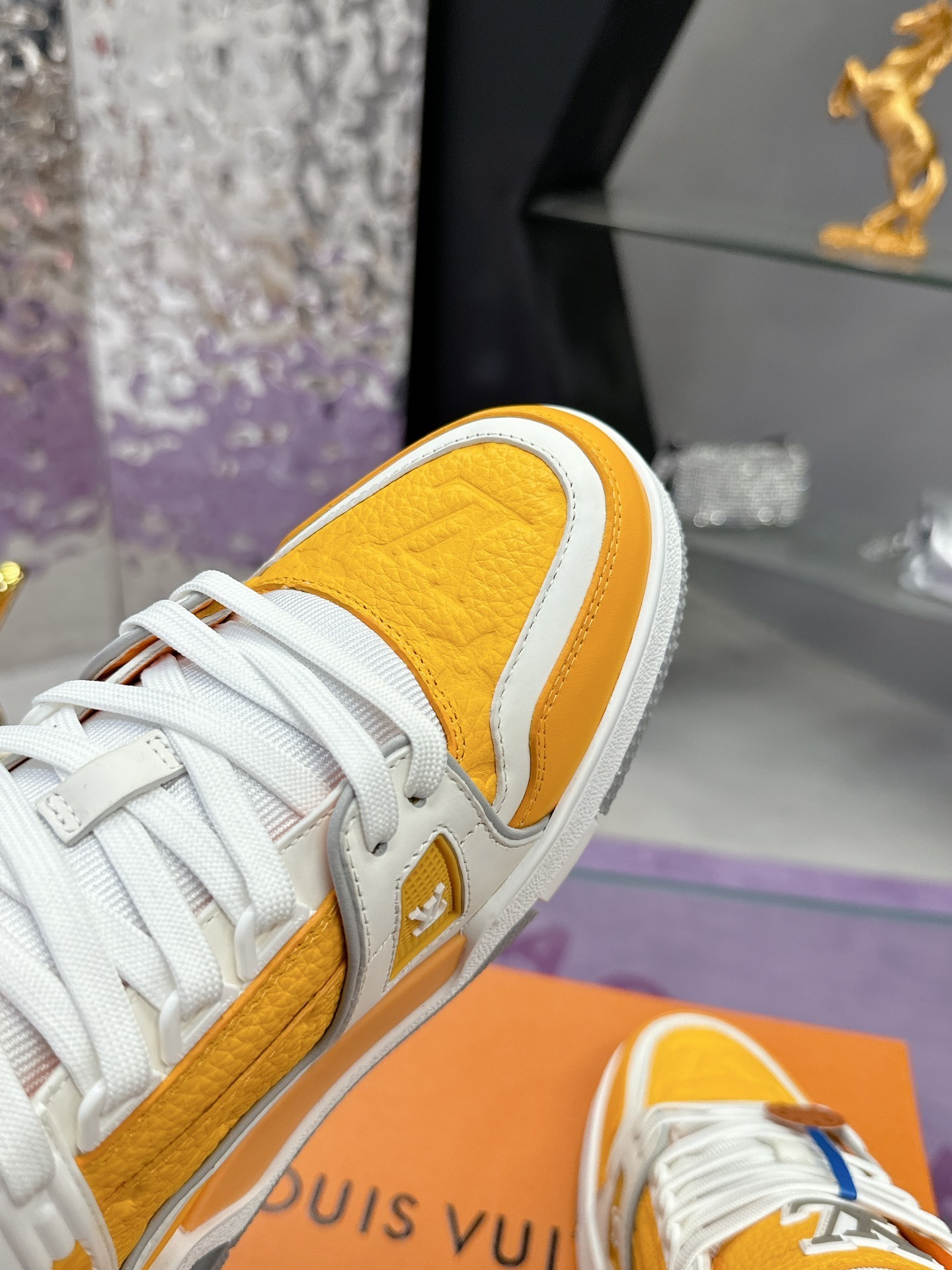 Louis Vuitton LV Trainer Sneaker Orange White Monogram Luxury Shoes