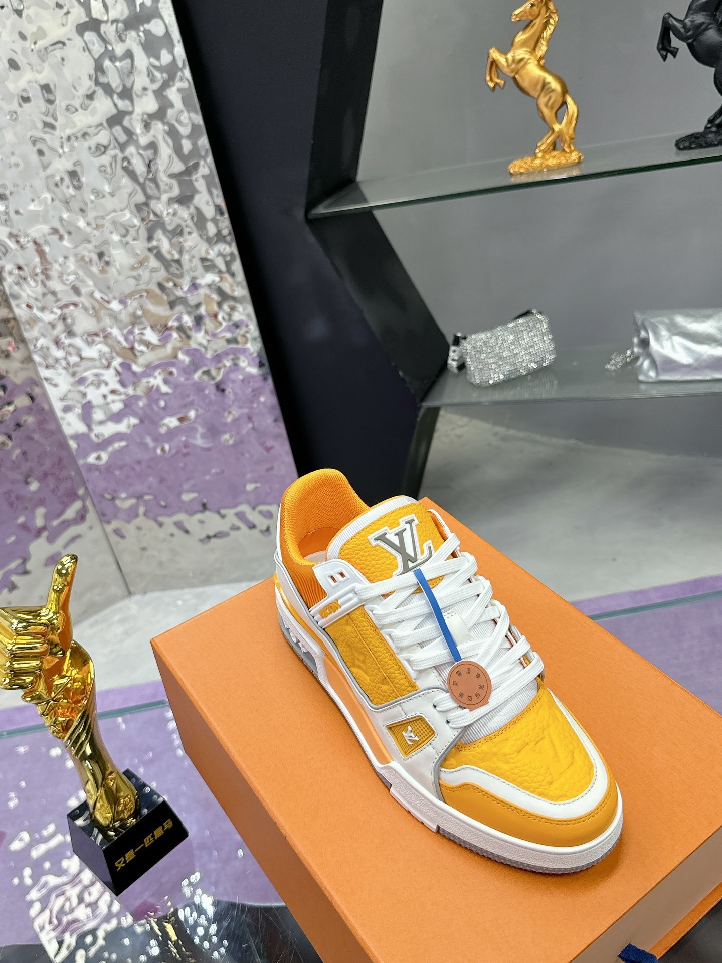 Louis Vuitton LV Trainer Sneaker Orange White Monogram Luxury Shoes