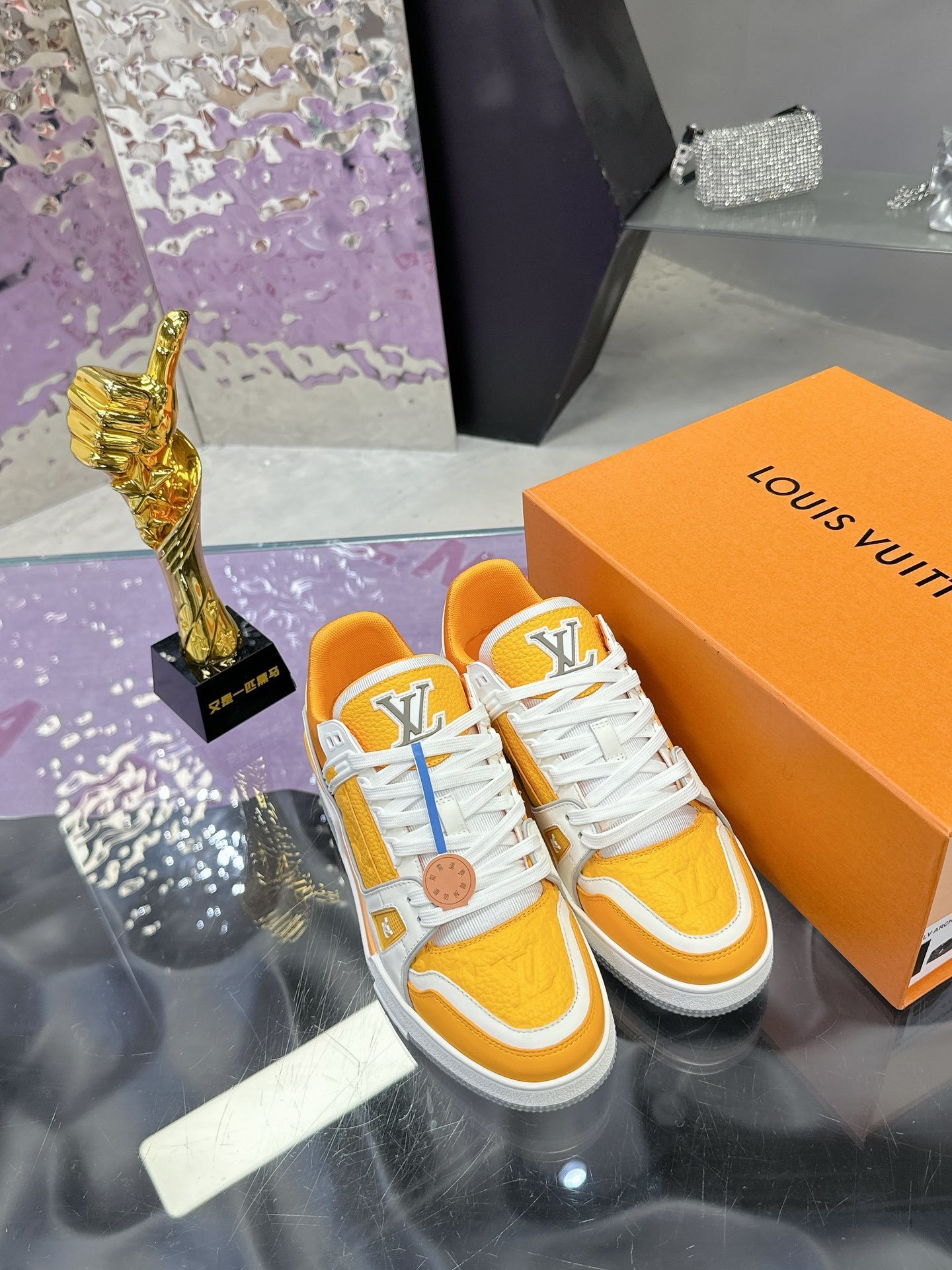 Louis Vuitton LV Trainer Sneaker Orange White Monogram Luxury Shoes