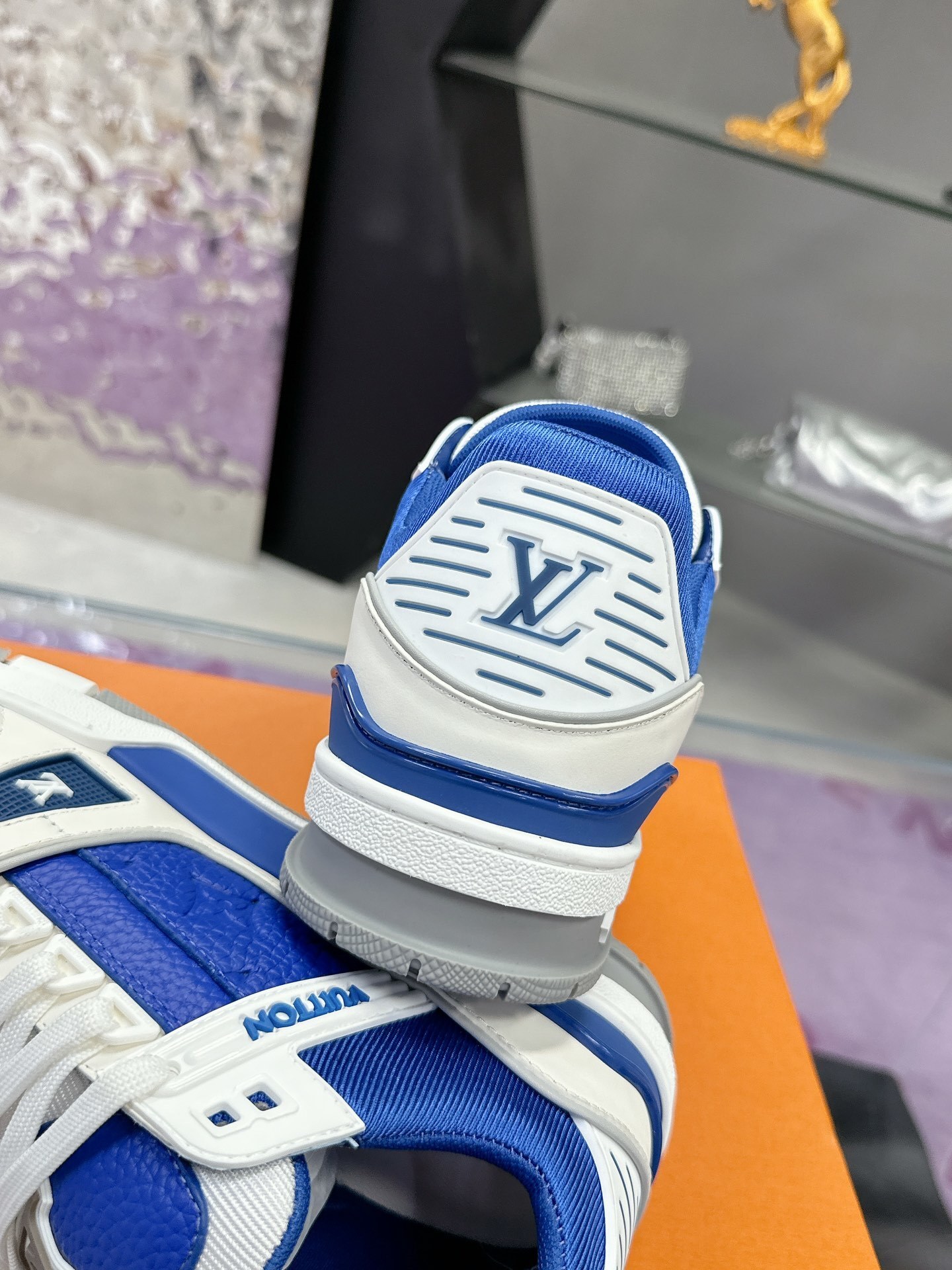 Louis Vuitton Trainer Sneaker - Blue & White Monogram Leather