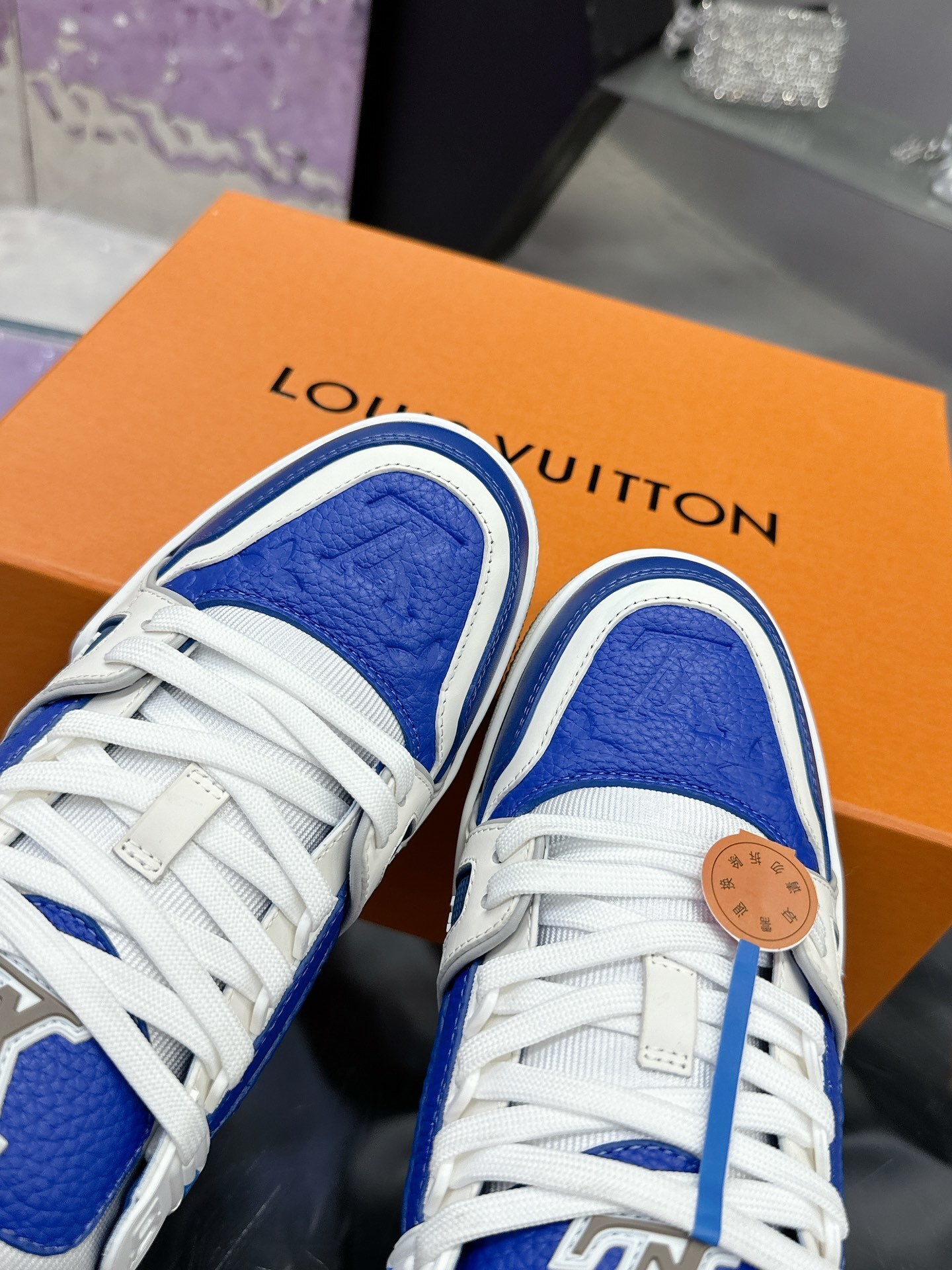 Louis Vuitton Trainer Sneaker - Blue & White Monogram Leather