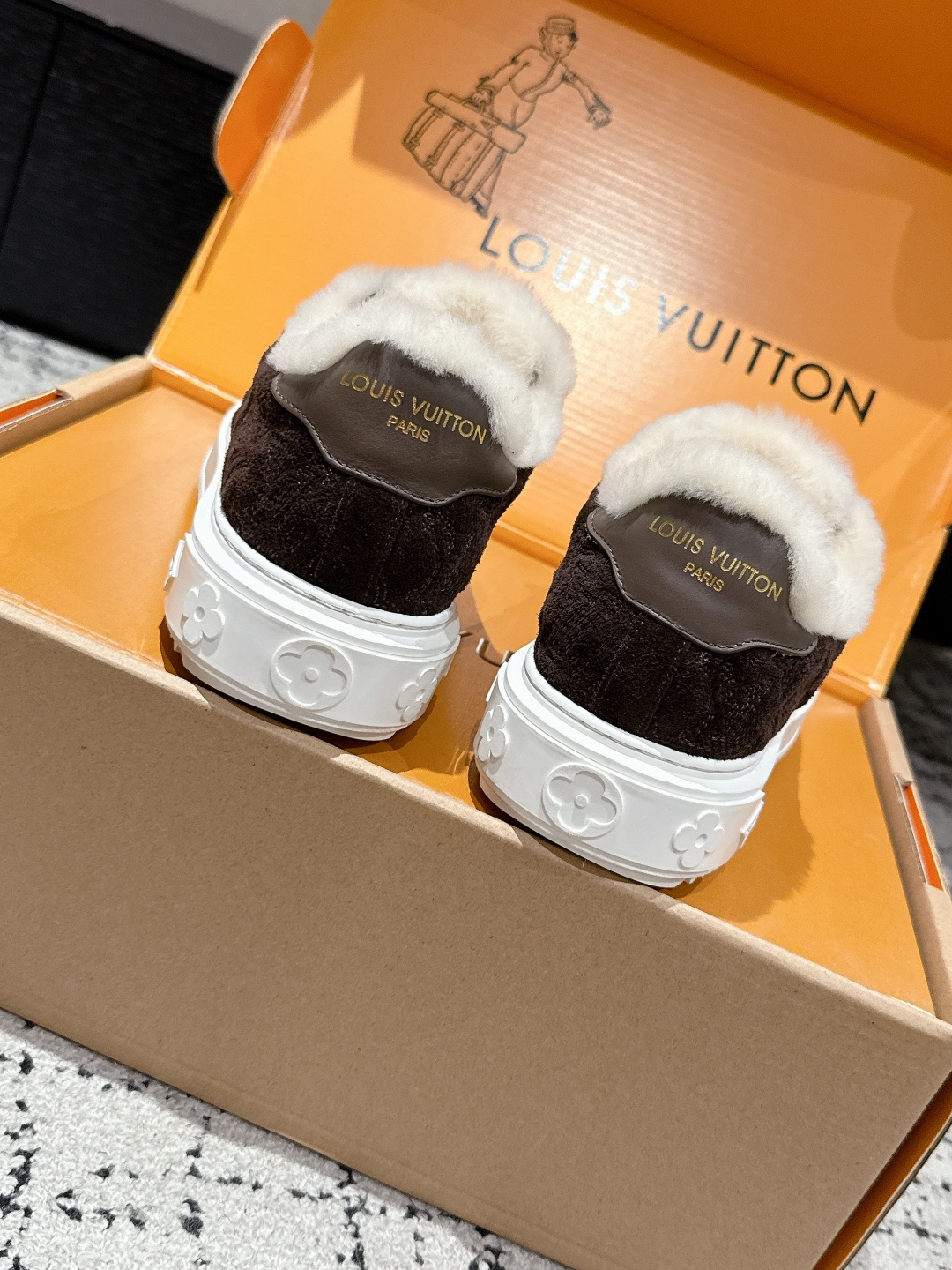 Louis Vuitton Time Out Shearling Sneaker - Brown Monogram