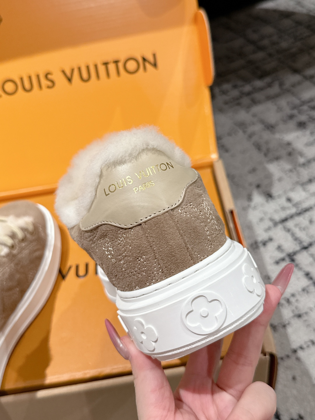 Louis Vuitton Shearling-Lined Monogram Suede Sneakers