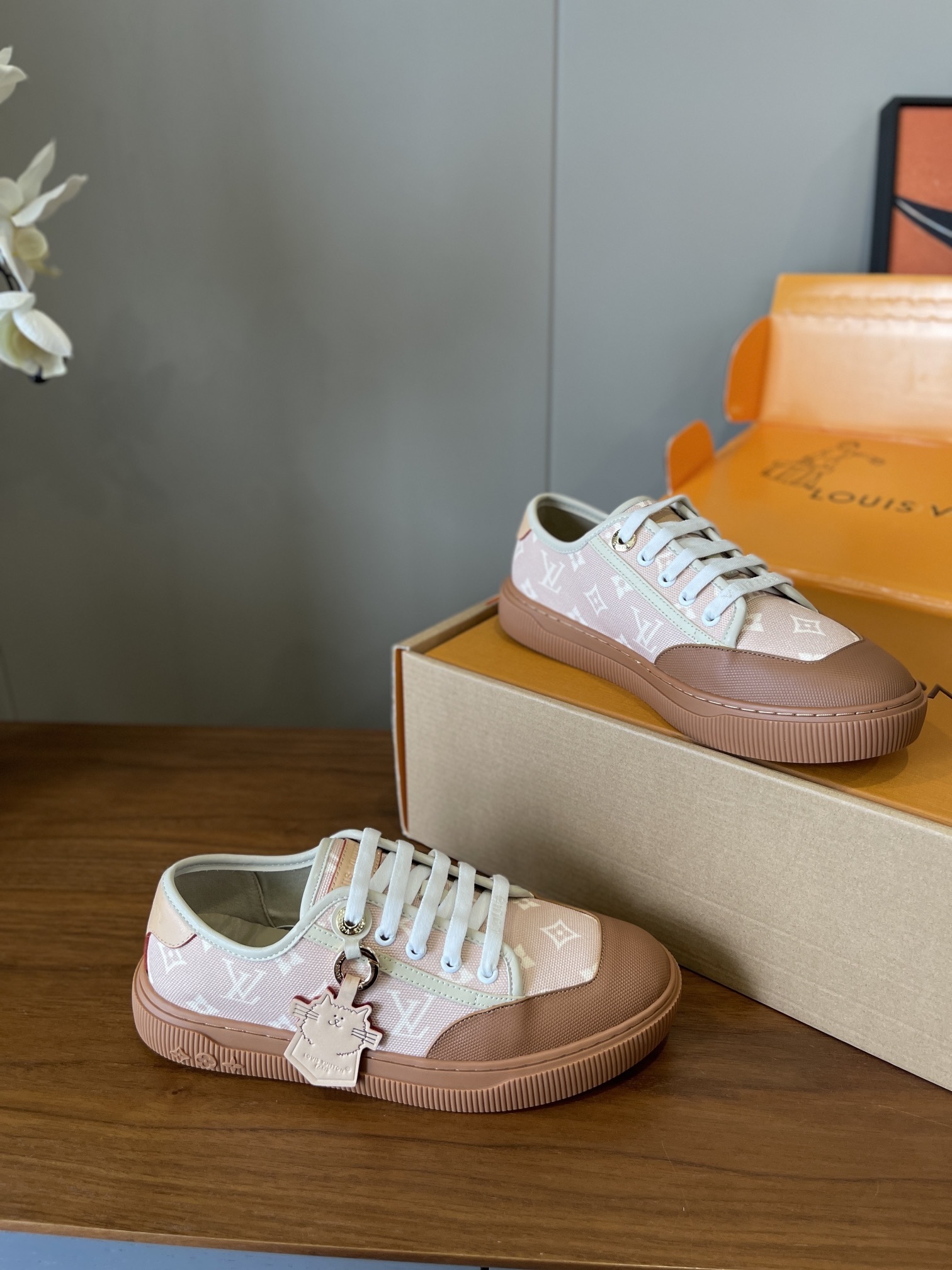 Louis Vuitton Pink Monogram Canvas Sneakers - Women's Luxury Shoes