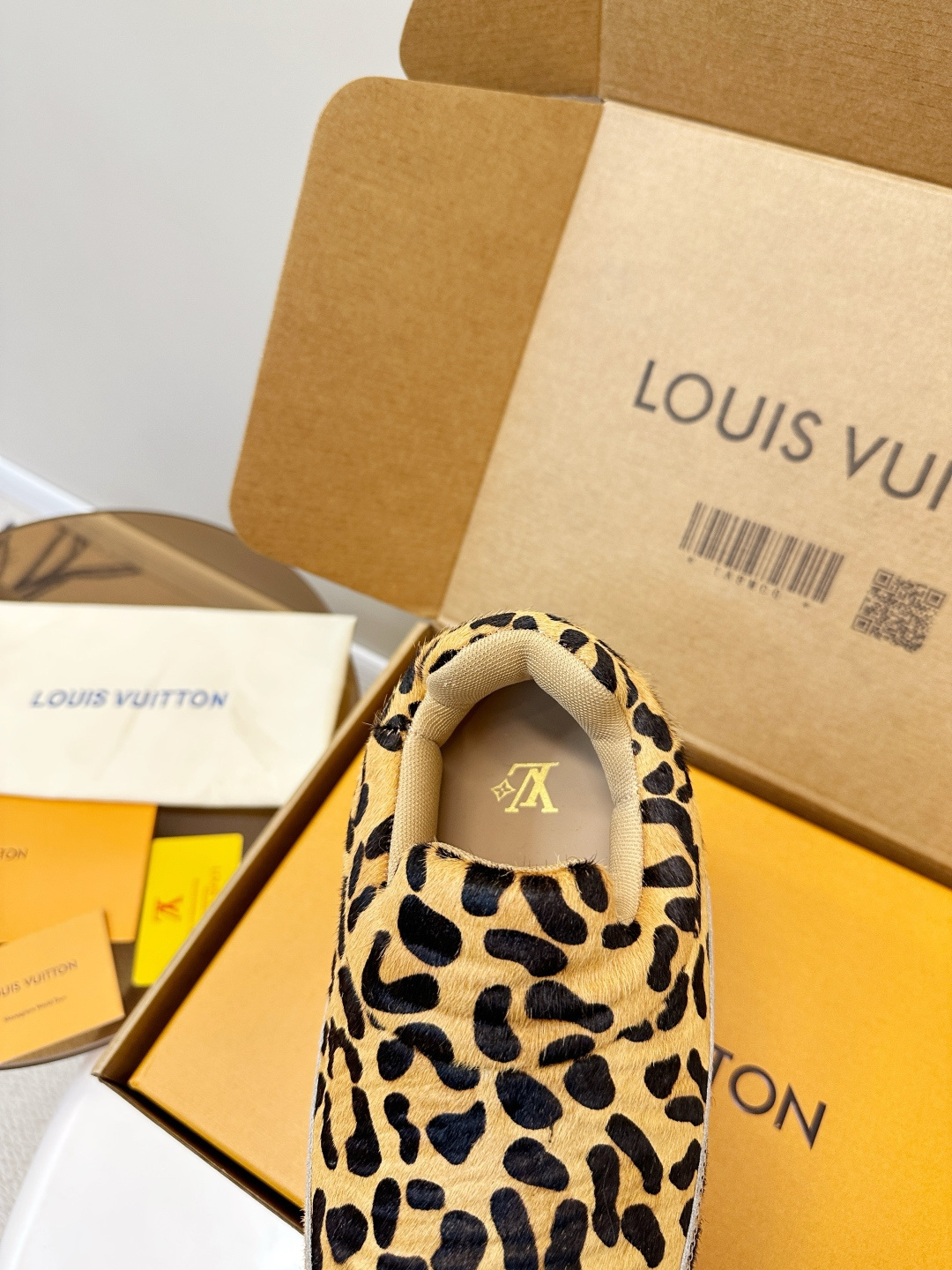 Louis Vuitton Leopard Print Calf Hair Slip-On Loafers