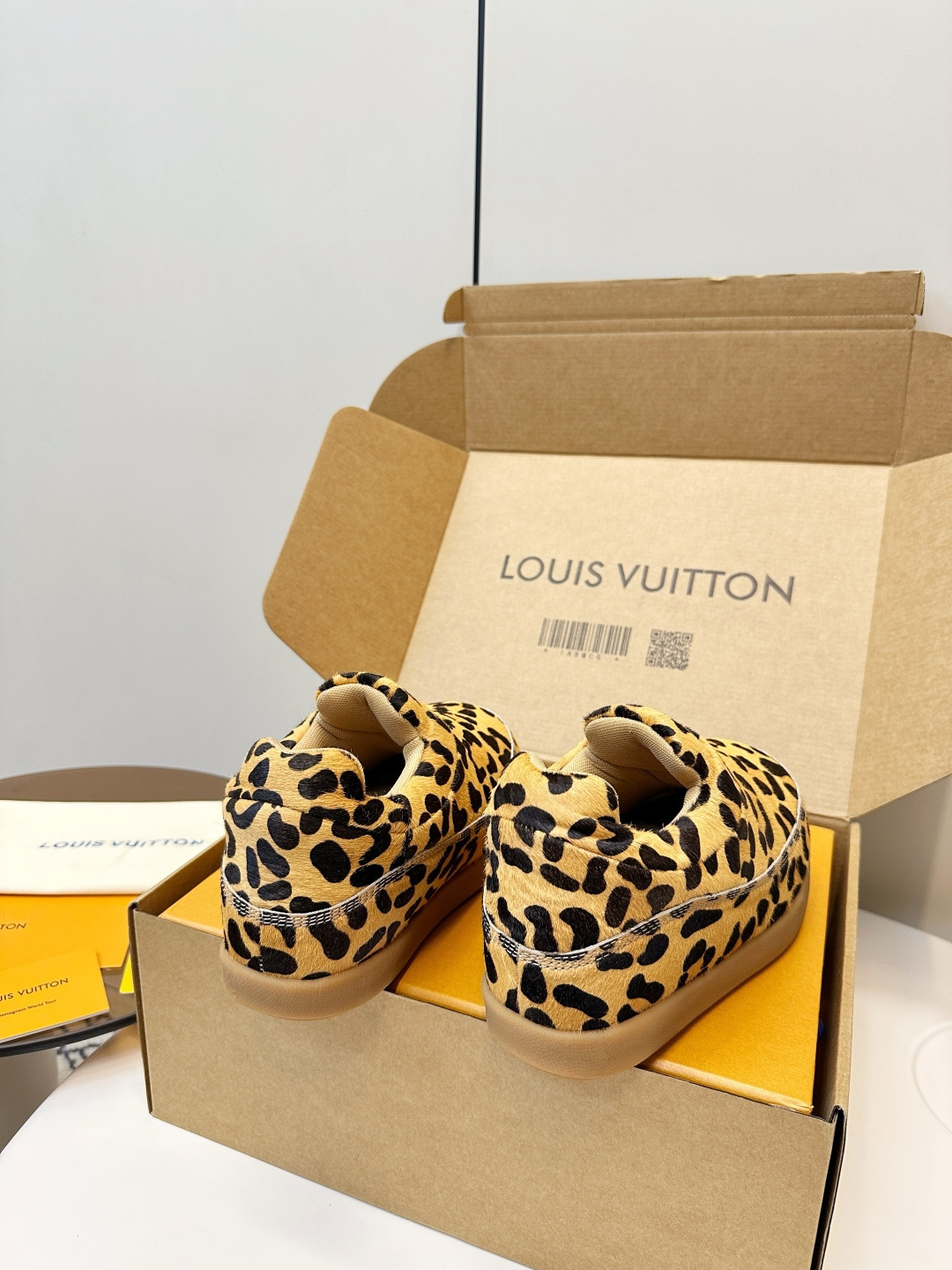 Louis Vuitton Leopard Print Calf Hair Slip-On Loafers