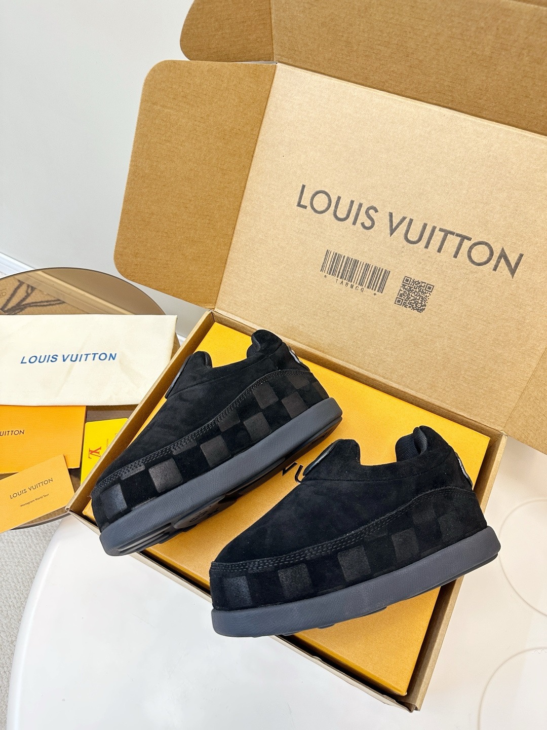 Louis Vuitton Black Suede Slip-On Loafers - Luxury Designer Shoes