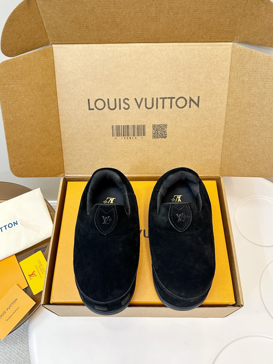 Louis Vuitton Black Suede Slip-On Loafers – Luxury Designer Shoes