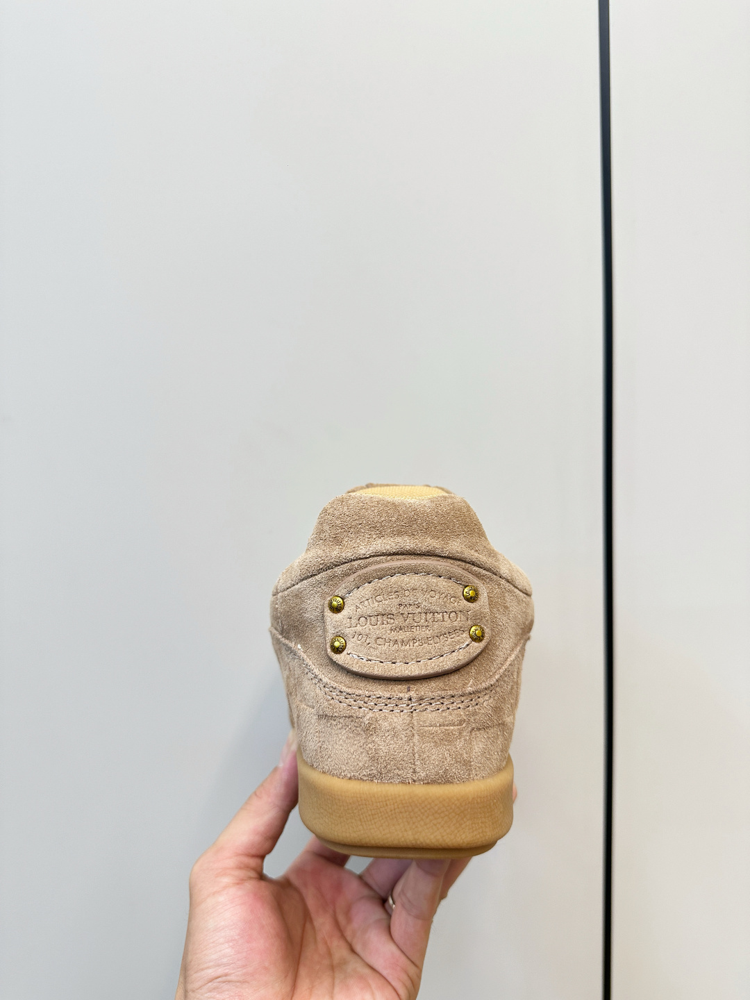 Louis Vuitton Men's Beige Suede Luxury Slip-On Slippers