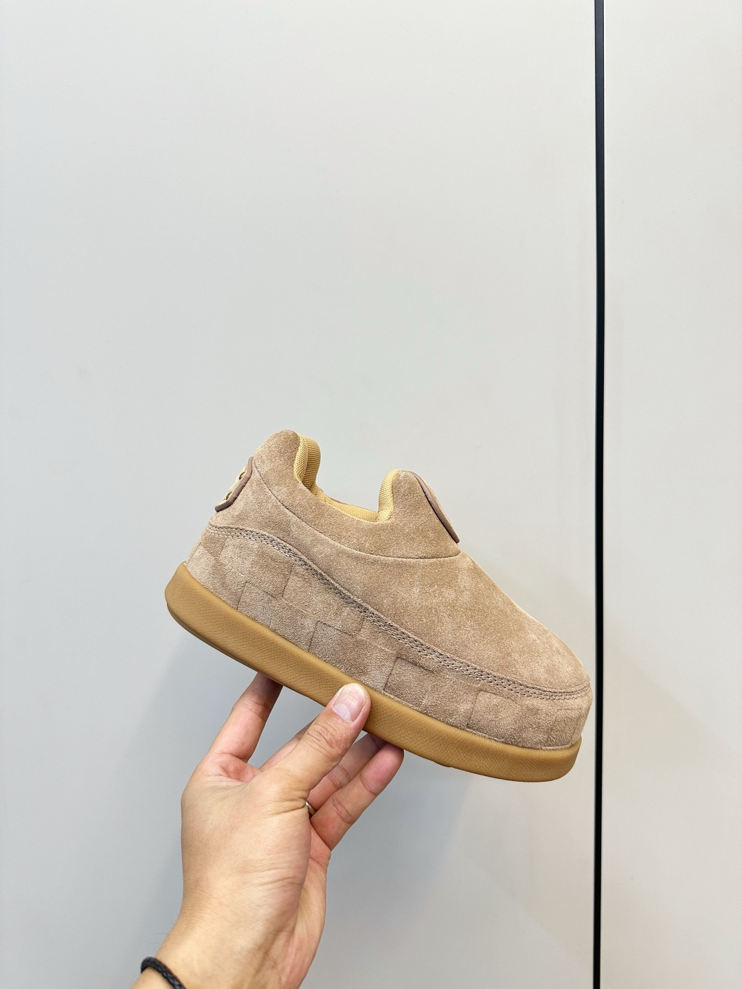 Louis Vuitton Men's Beige Suede Luxury Slip-On Slippers