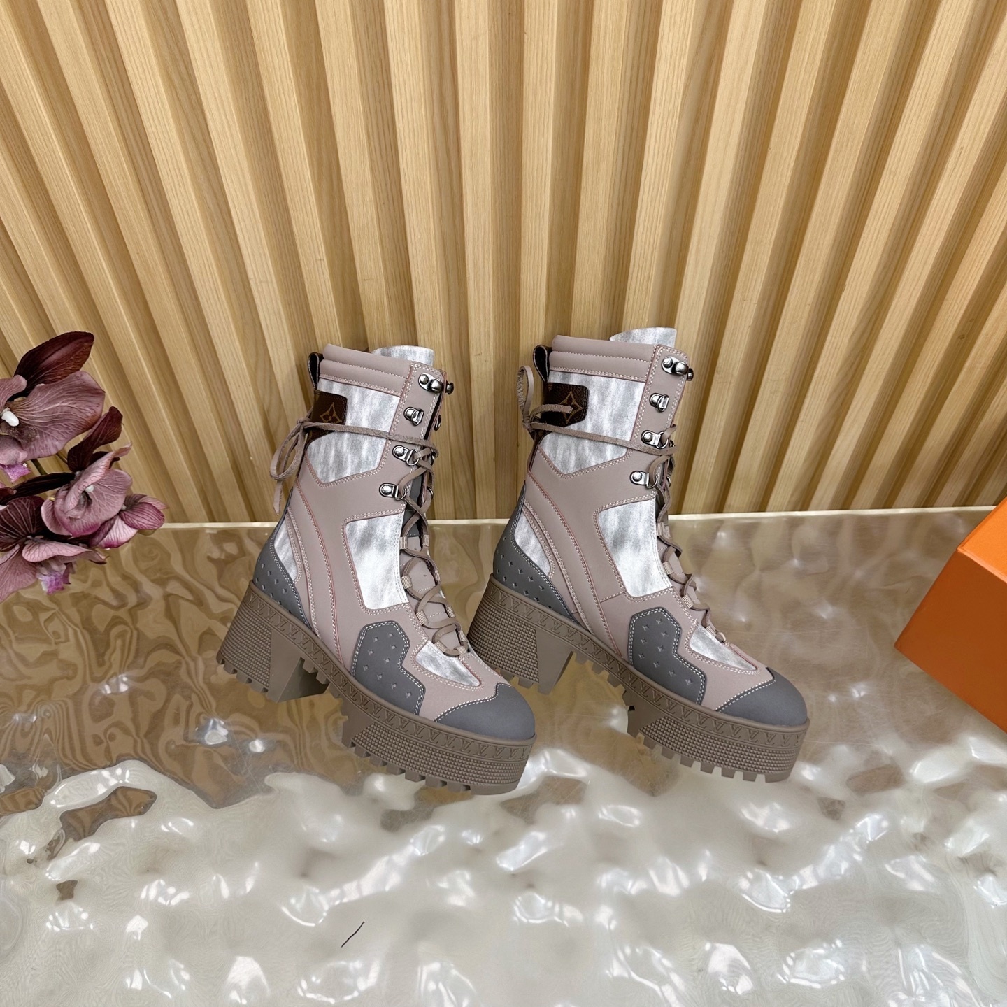 Louis Vuitton Aspen Platform Ankle Boots - Taupe Grey