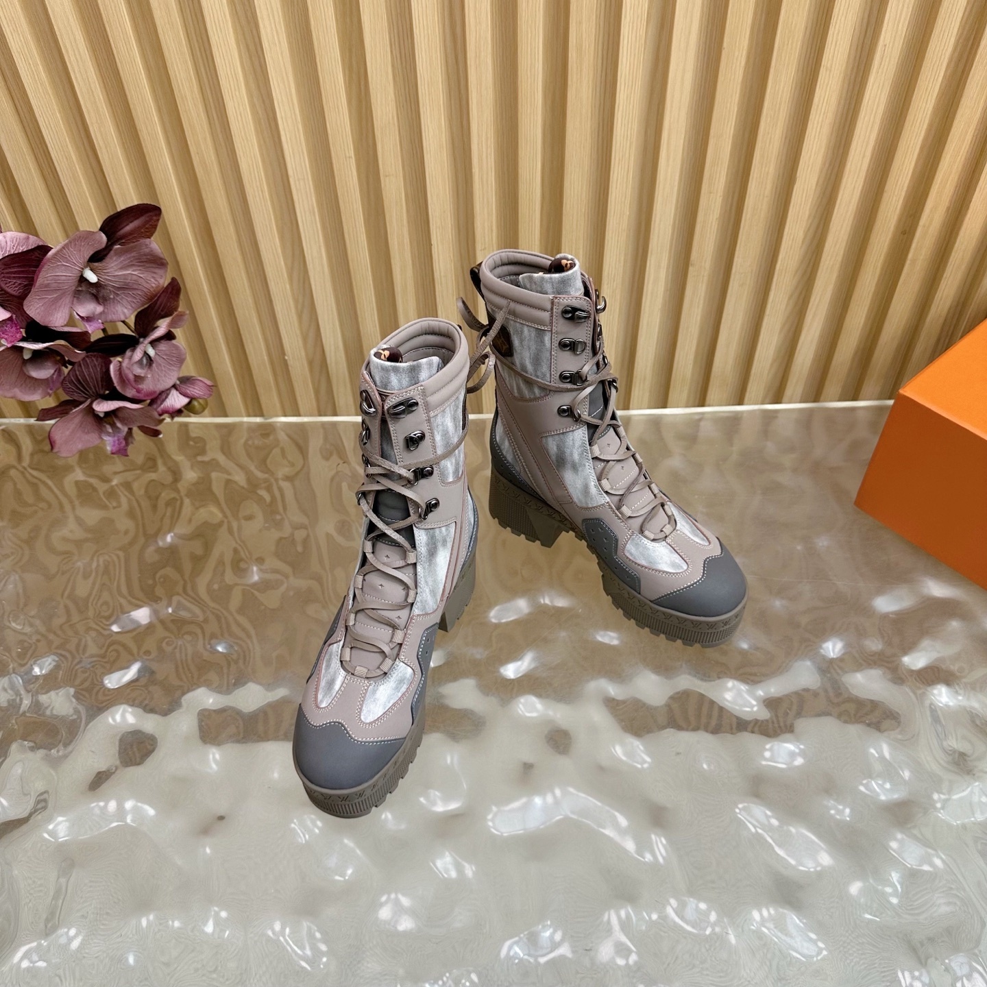 Louis Vuitton Aspen Platform Ankle Boots - Taupe Grey