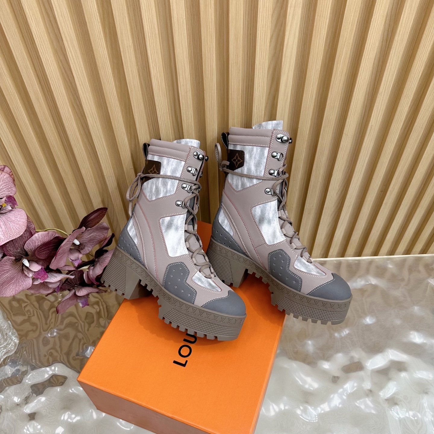 Louis Vuitton Aspen Platform Ankle Boots - Taupe Grey