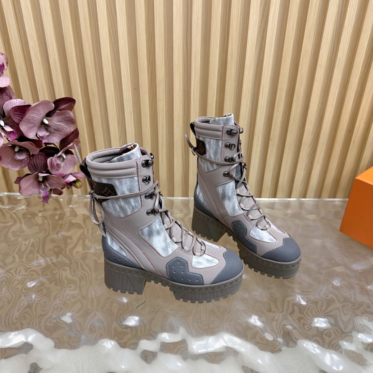Louis Vuitton Aspen Platform Ankle Boots - Taupe Grey