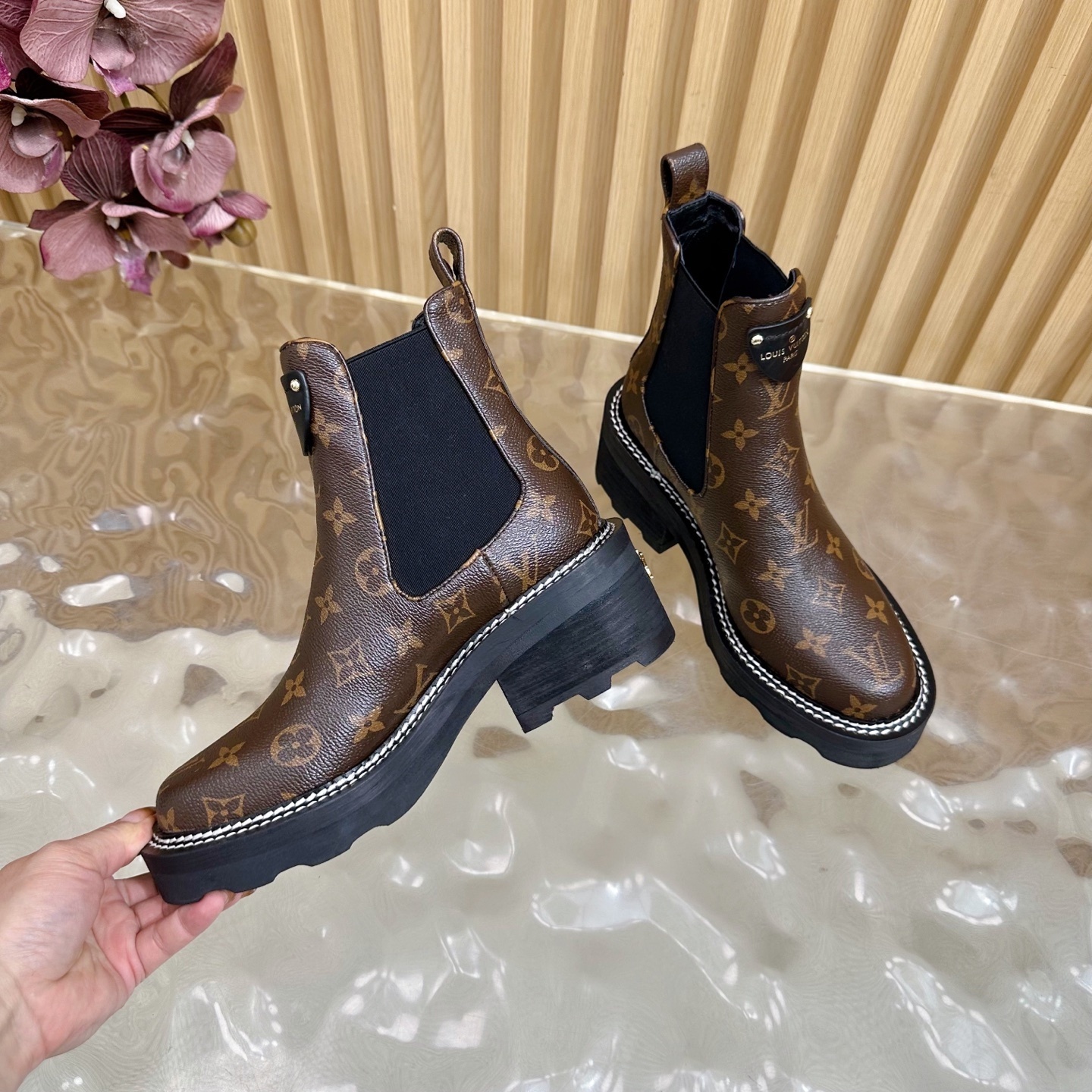 Louis Vuitton Monogram Canvas Platform Chelsea Ankle Boots