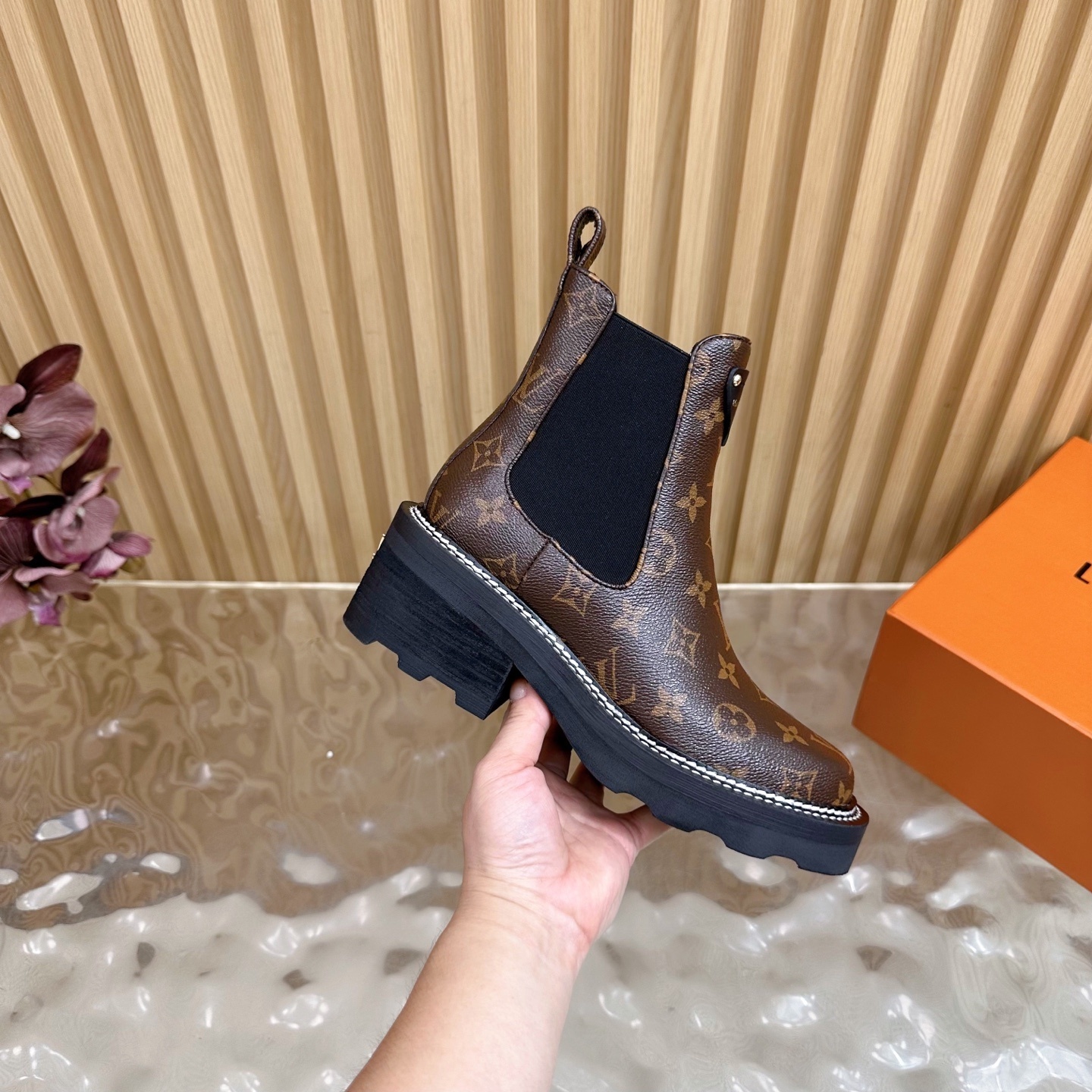 Louis Vuitton Monogram Canvas Platform Chelsea Ankle Boots