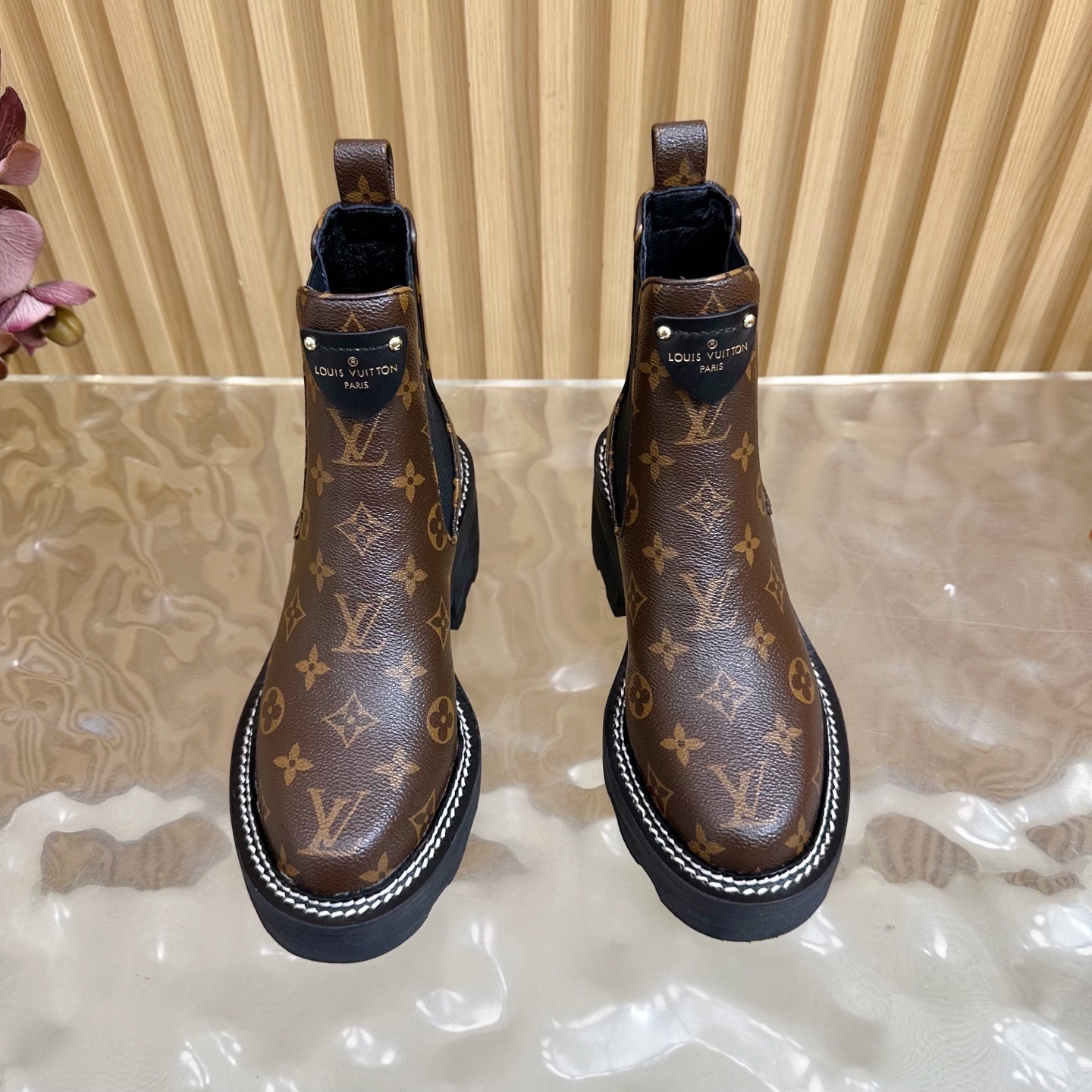Louis Vuitton Monogram Canvas Platform Chelsea Ankle Boots