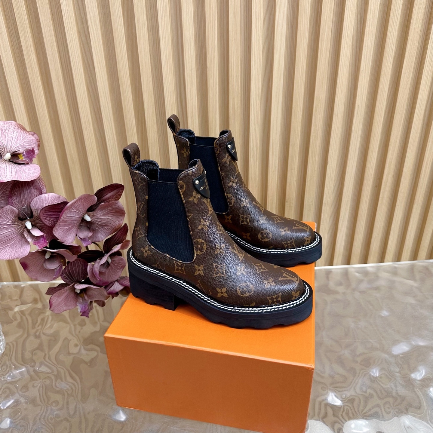 Louis Vuitton Monogram Canvas Platform Chelsea Ankle Boots