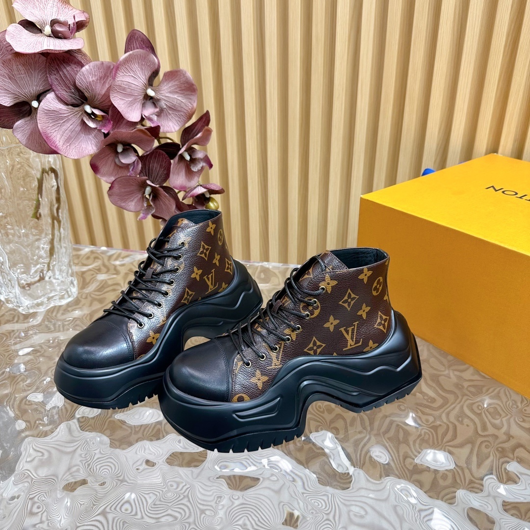 Louis Vuitton Monogram Chunky Platform Ankle Boots Sneakers