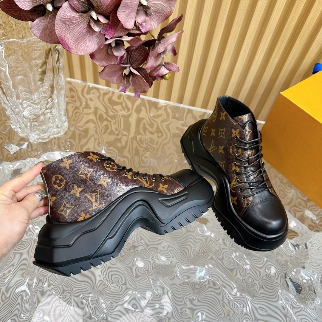 Louis Vuitton Monogram Chunky Platform Ankle Boots Sneakers