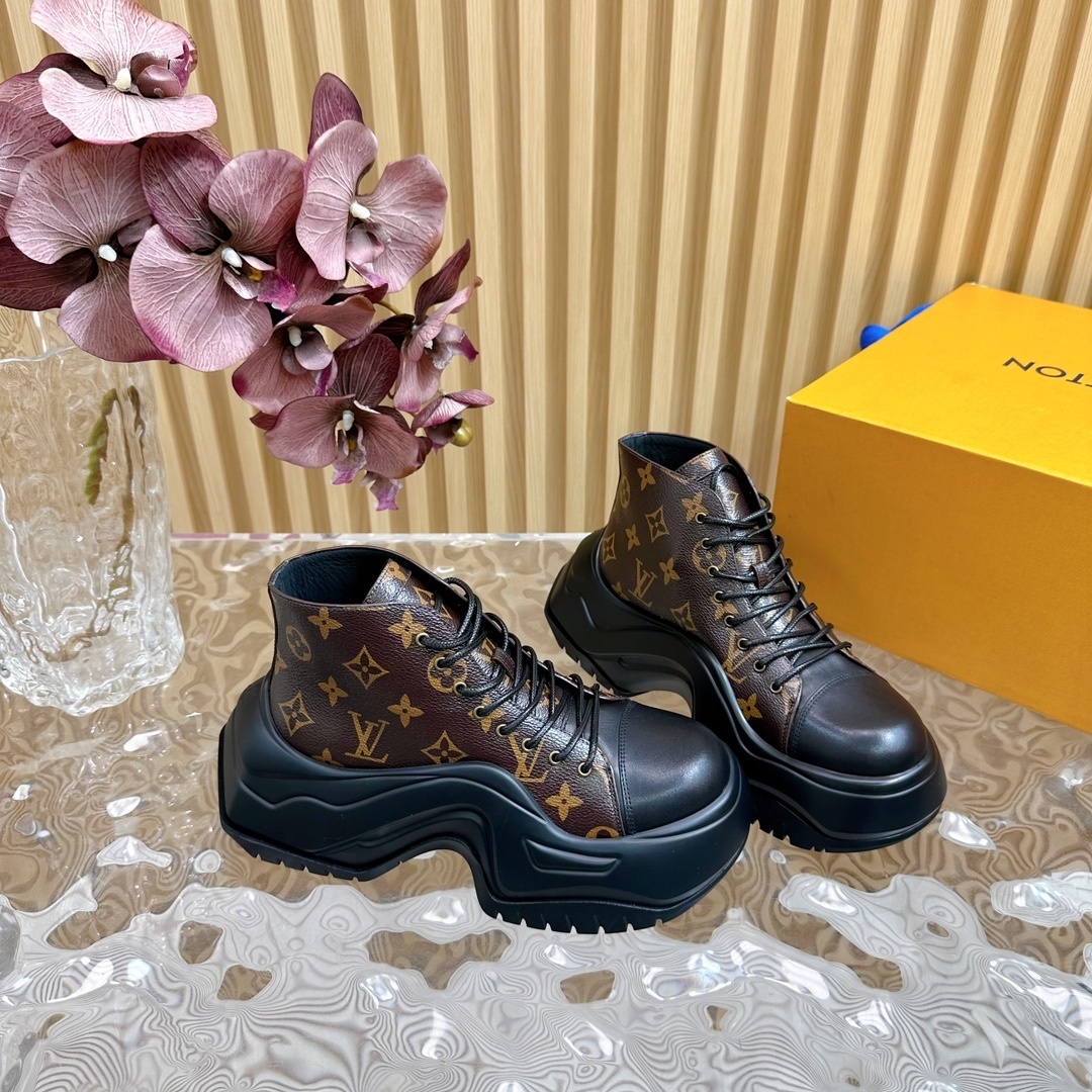 Louis Vuitton Monogram Chunky Platform Ankle Boots Sneakers