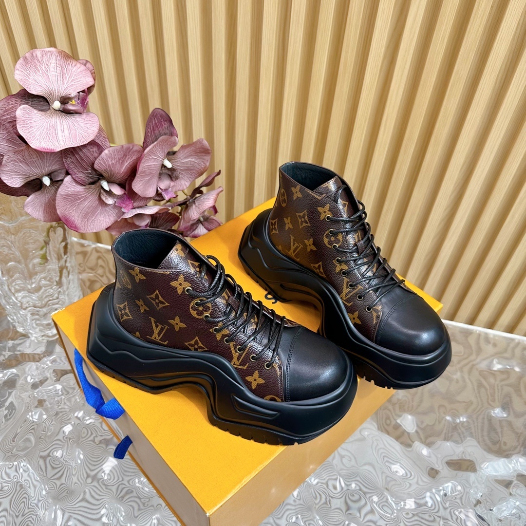 Louis Vuitton Monogram Chunky Platform Ankle Boots Sneakers