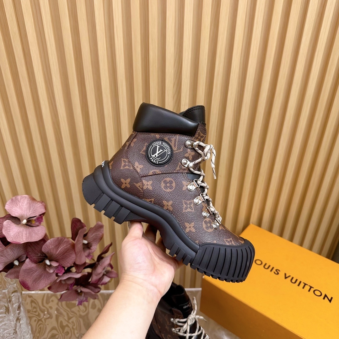 Louis Vuitton Monogram Platform Ankle Boots - Luxury Combat Style