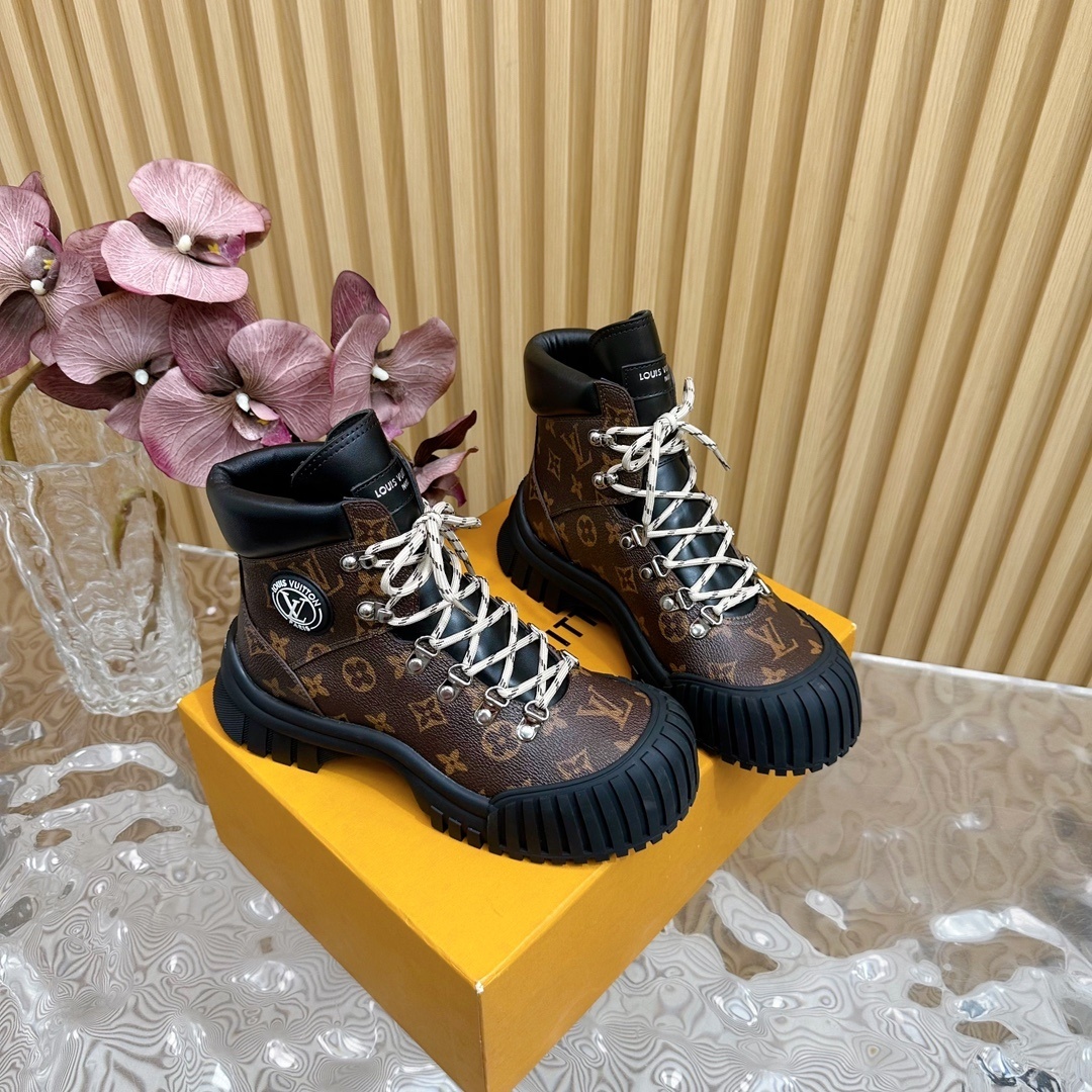 Louis Vuitton Monogram Platform Ankle Boots - Luxury Combat Style