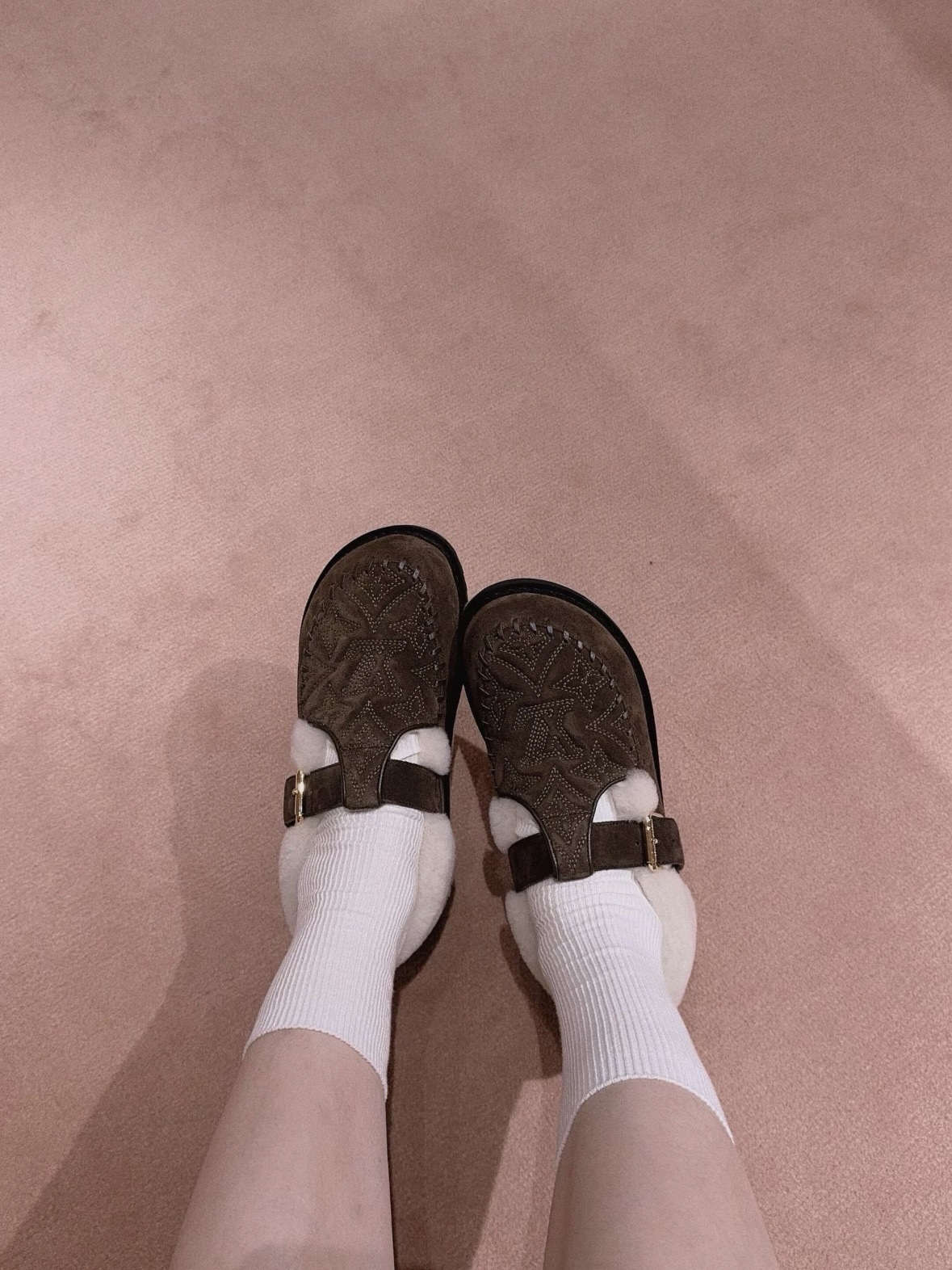 LV Monogram Suede Shearling Mules - Luxury Comfort Slippers