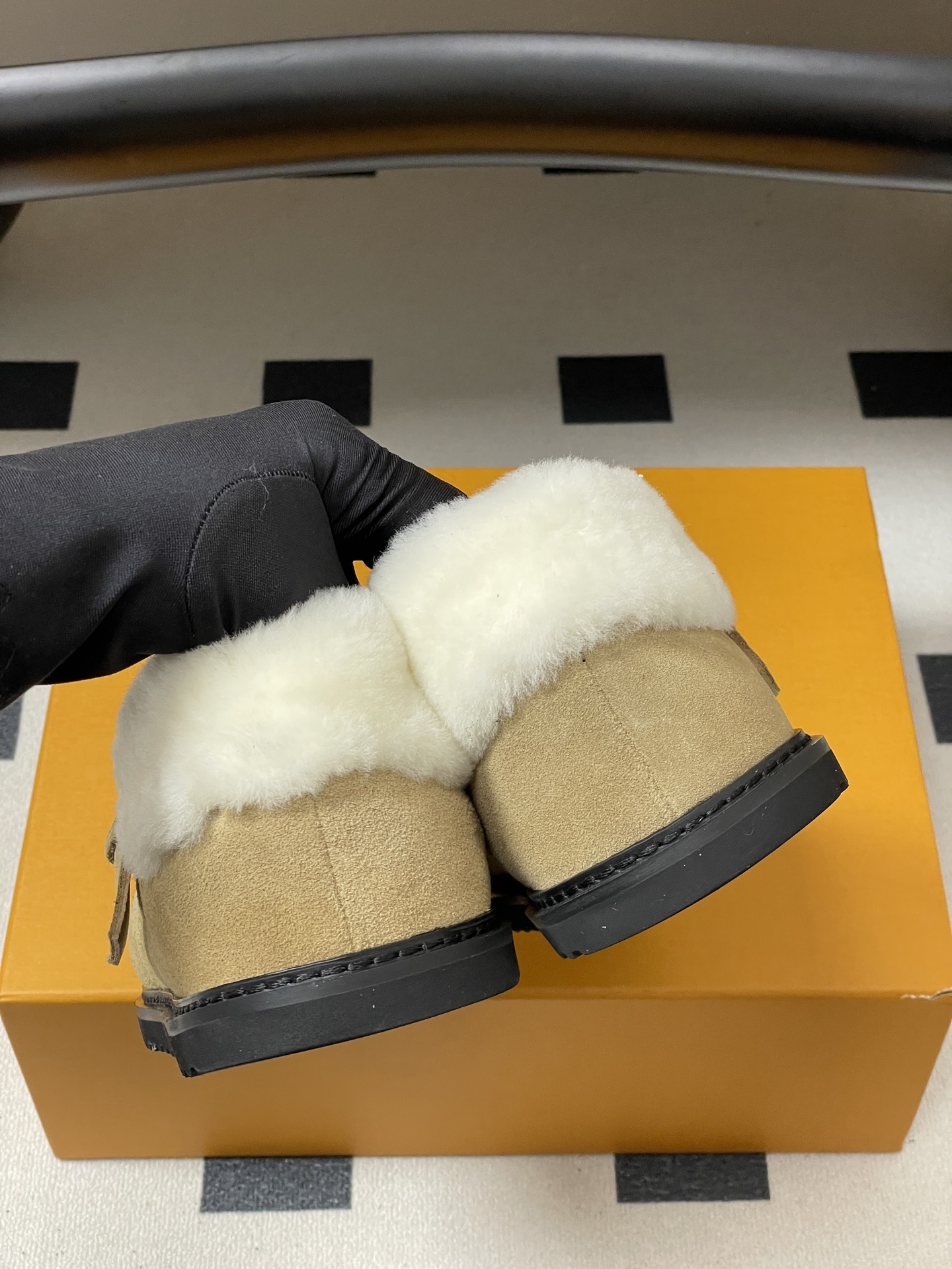 Women's Suede Shearling Embroidered Loafers with Buckle Strap