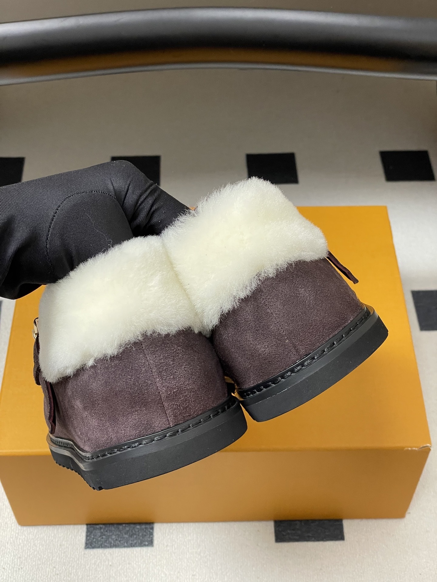 Louis Vuitton Monogram Suede & Shearling Winter Flat Loafers