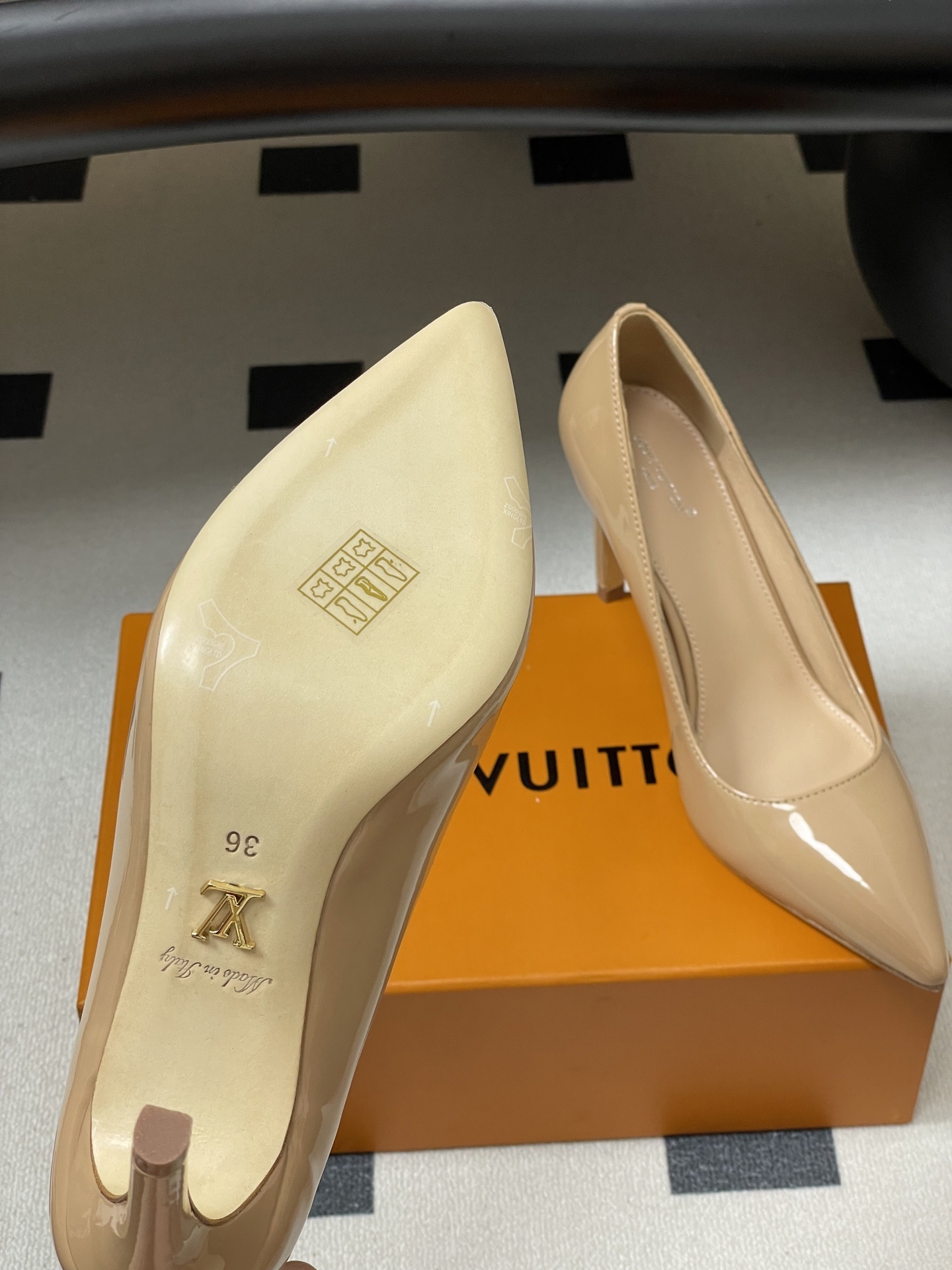 Elegant Nude Patent Leather Pointed Toe High Heel Pumps