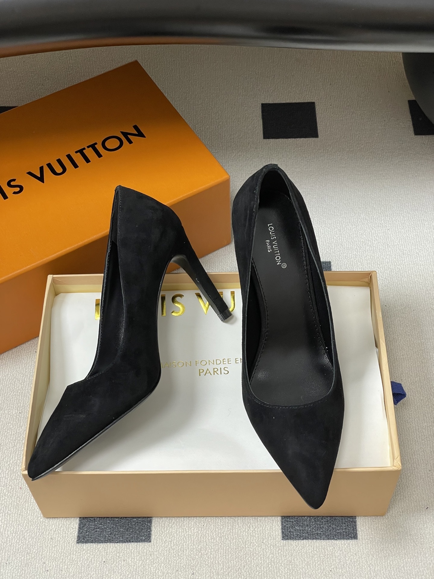 Louis Vuitton Black Suede Pointed-Toe Stiletto Pumps