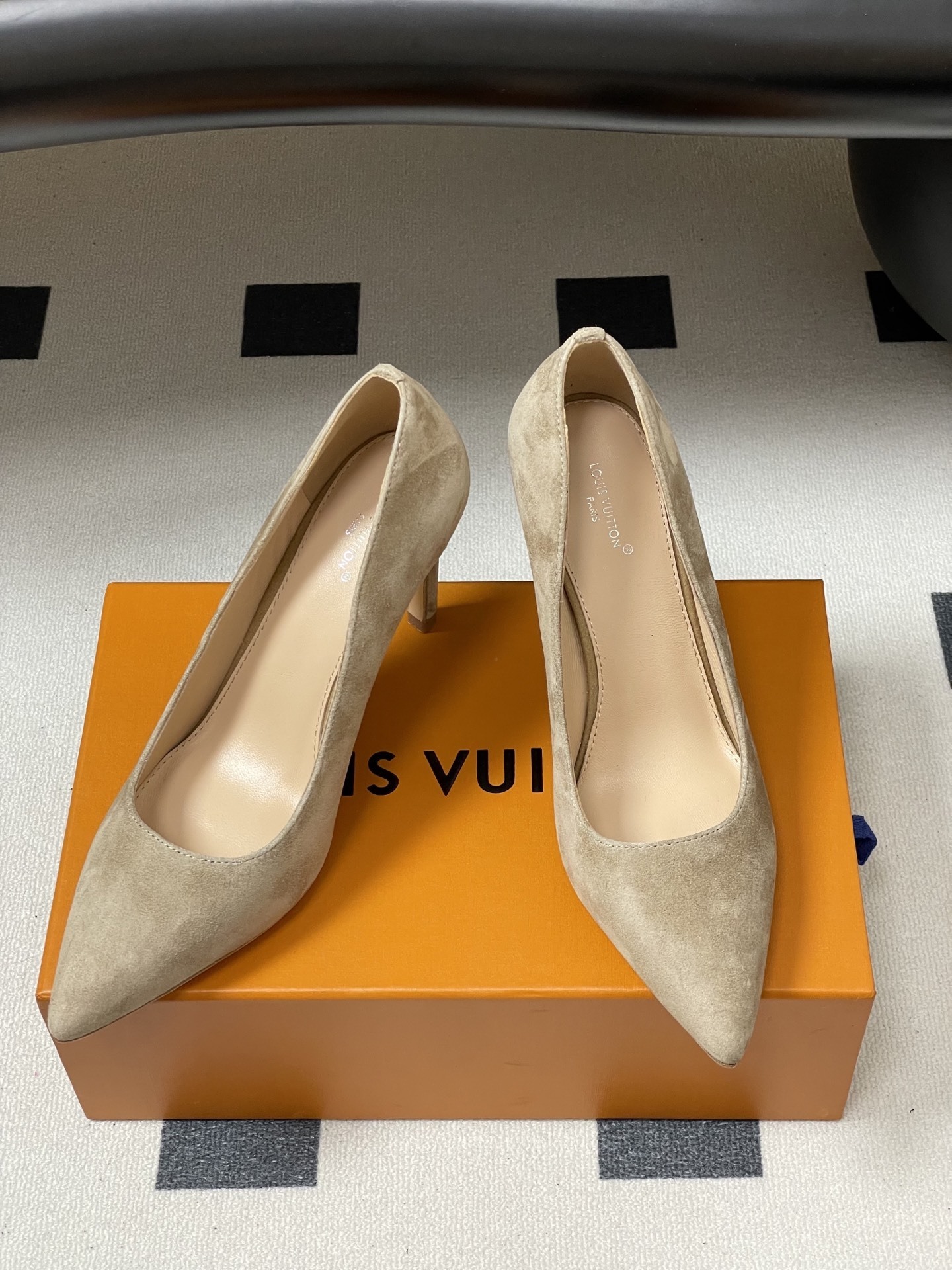 Elegant Beige Suede Pointed Toe Stiletto Pumps - Classic Heels