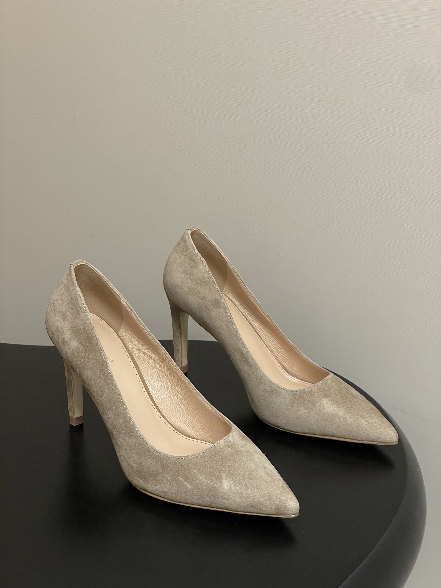 Elegant Beige Suede Pointed Toe Stiletto Pumps – Classic Heels