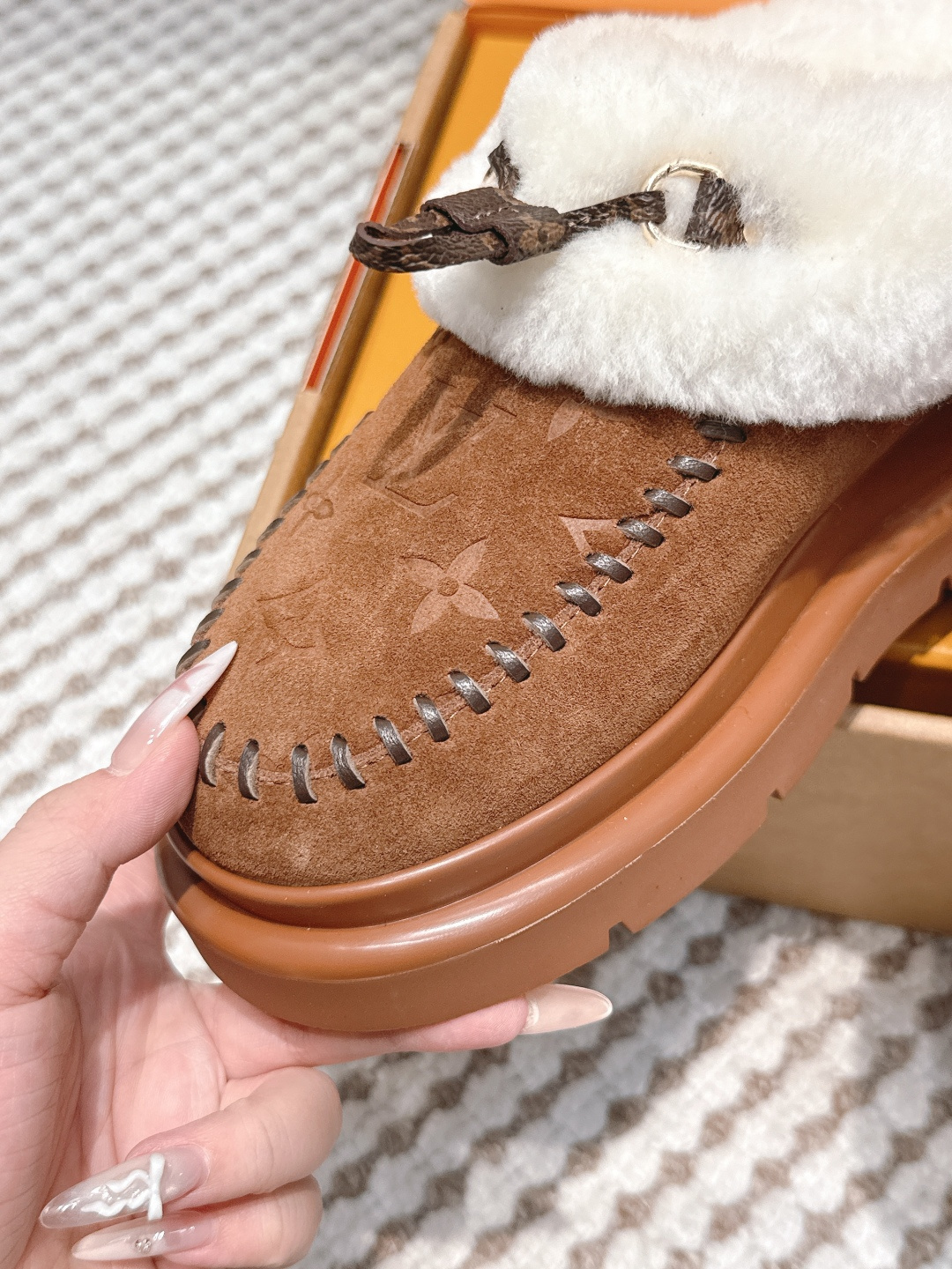 Louis Vuitton Monogram Suede & Shearling Loafers - Luxury Shoes