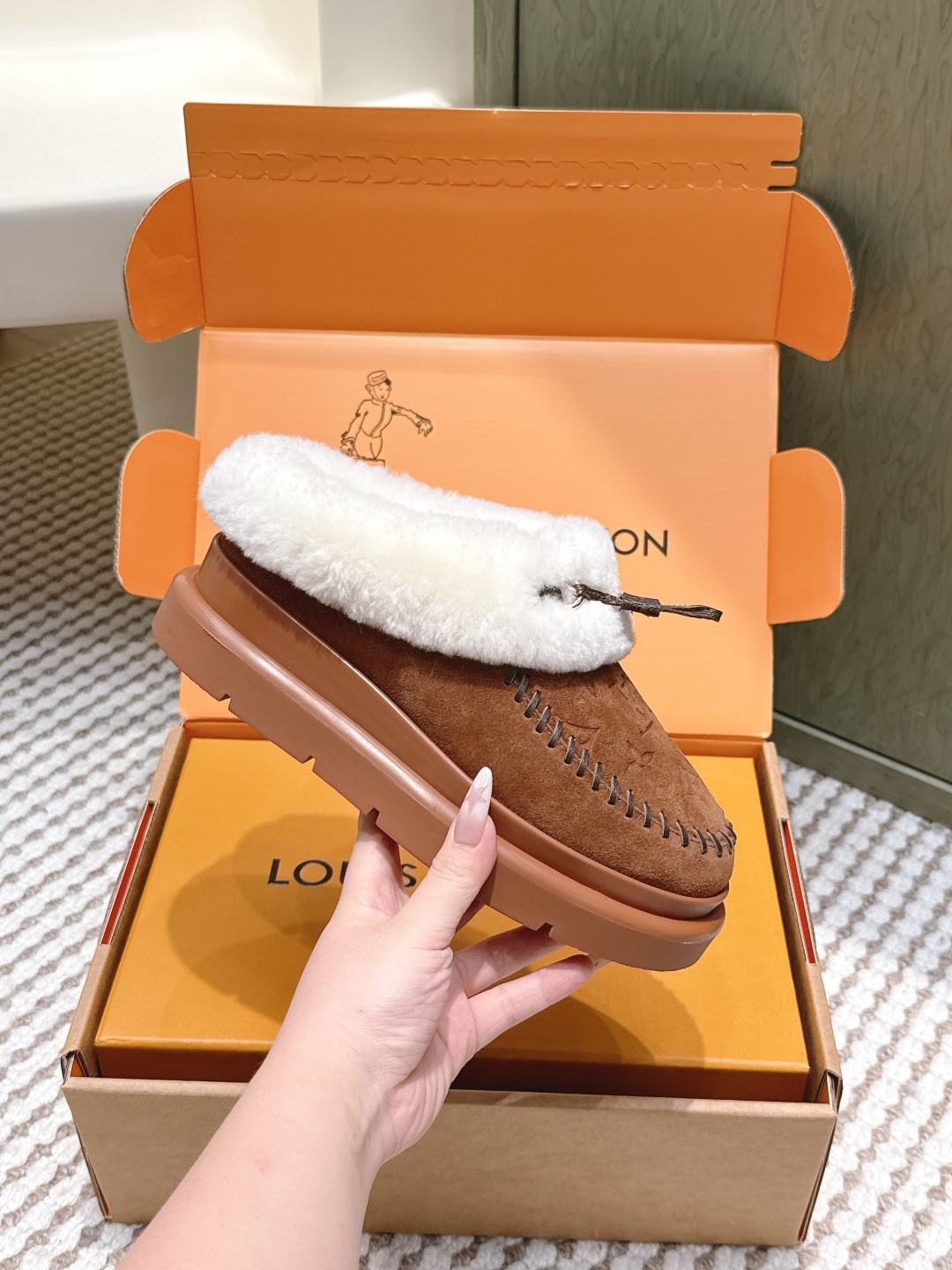 Louis Vuitton Monogram Suede & Shearling Loafers - Luxury Shoes